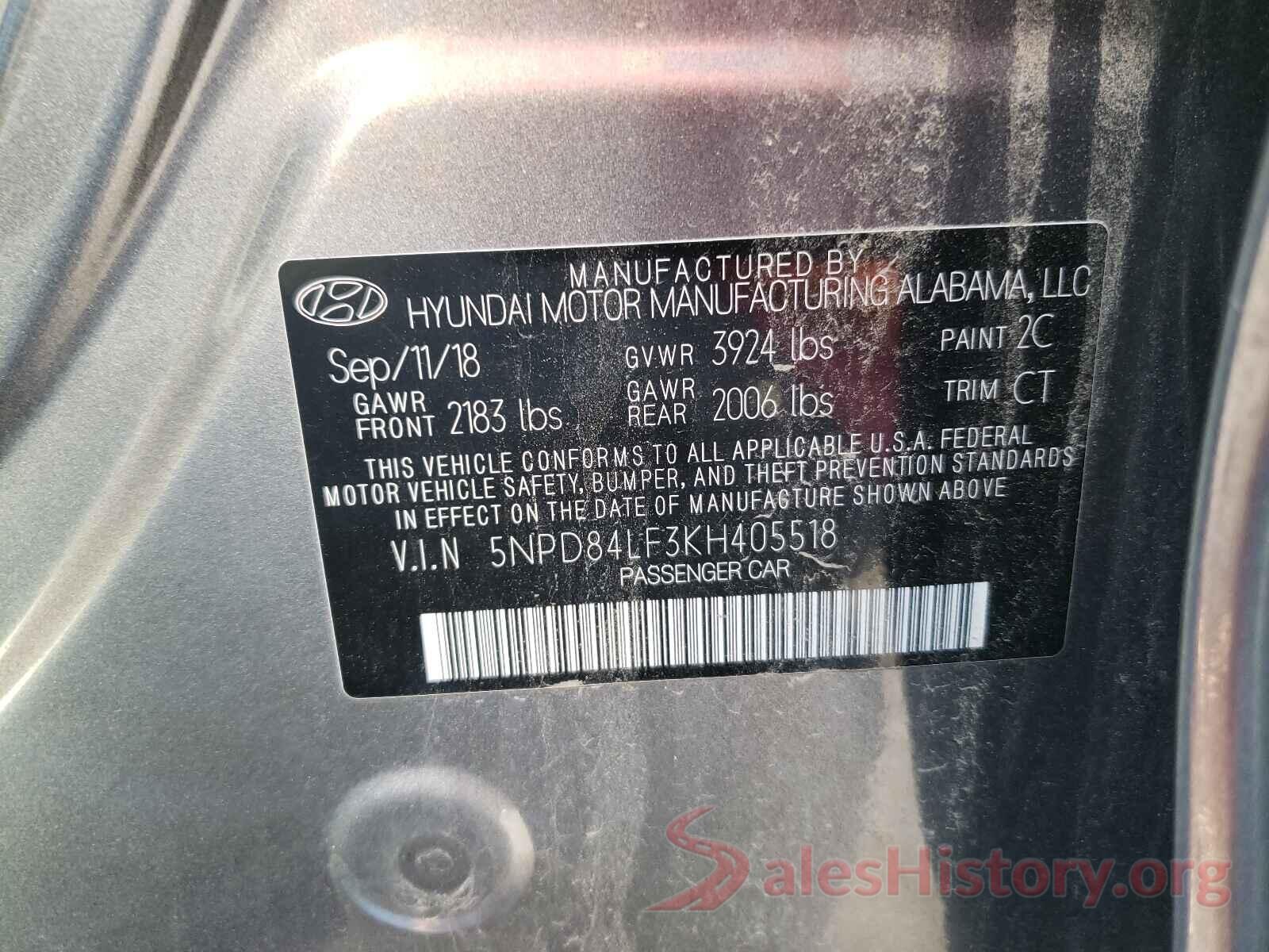 5NPD84LF3KH405518 2019 HYUNDAI ELANTRA