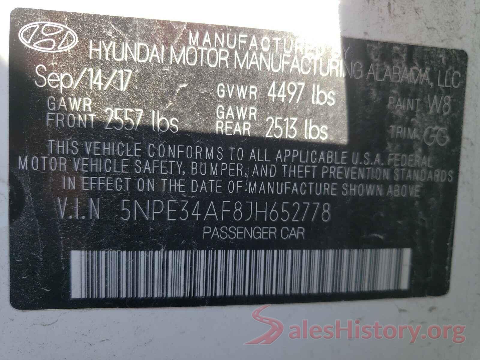 5NPE34AF8JH652778 2018 HYUNDAI SONATA