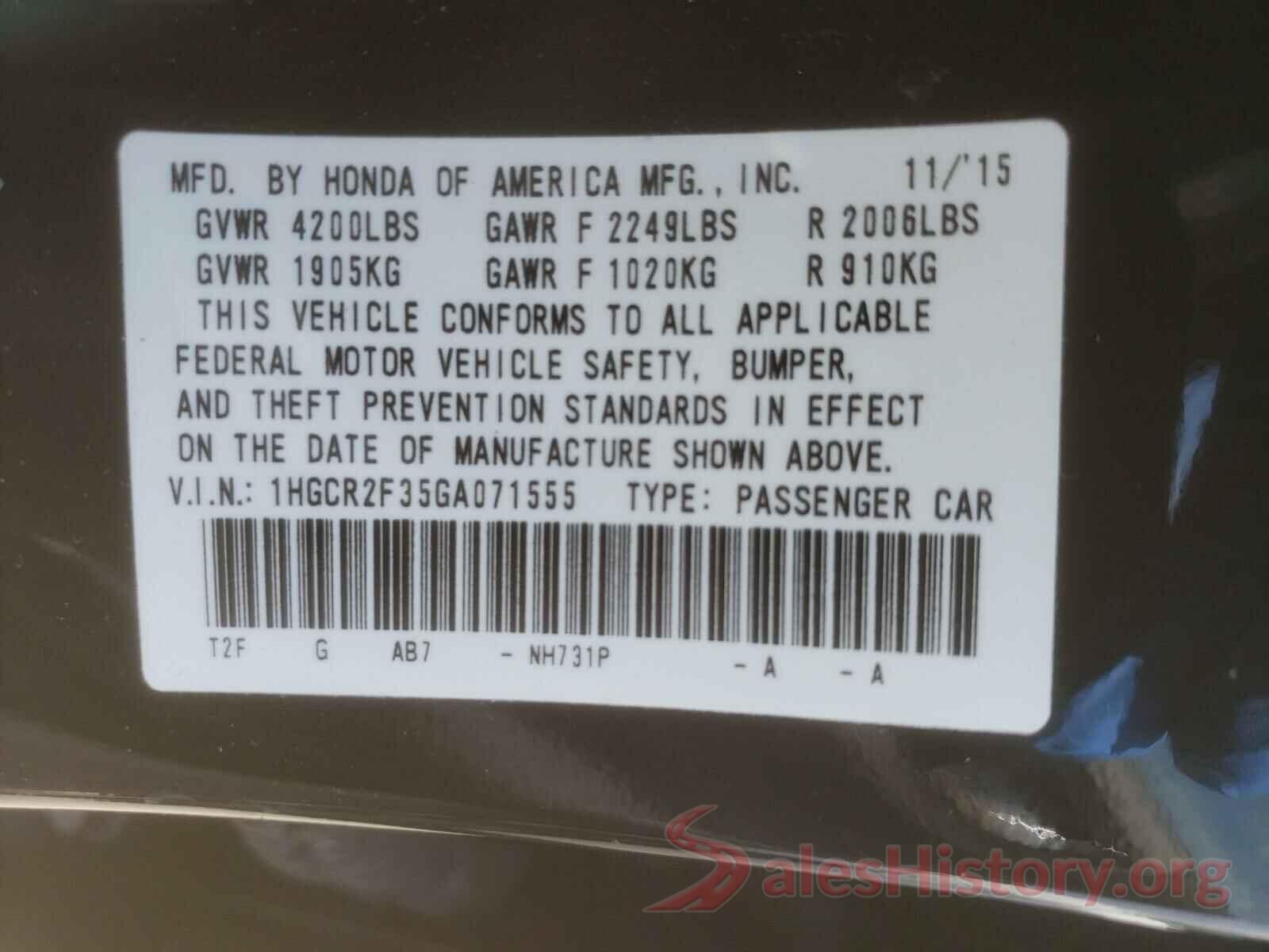 1HGCR2F35GA071555 2016 HONDA ACCORD