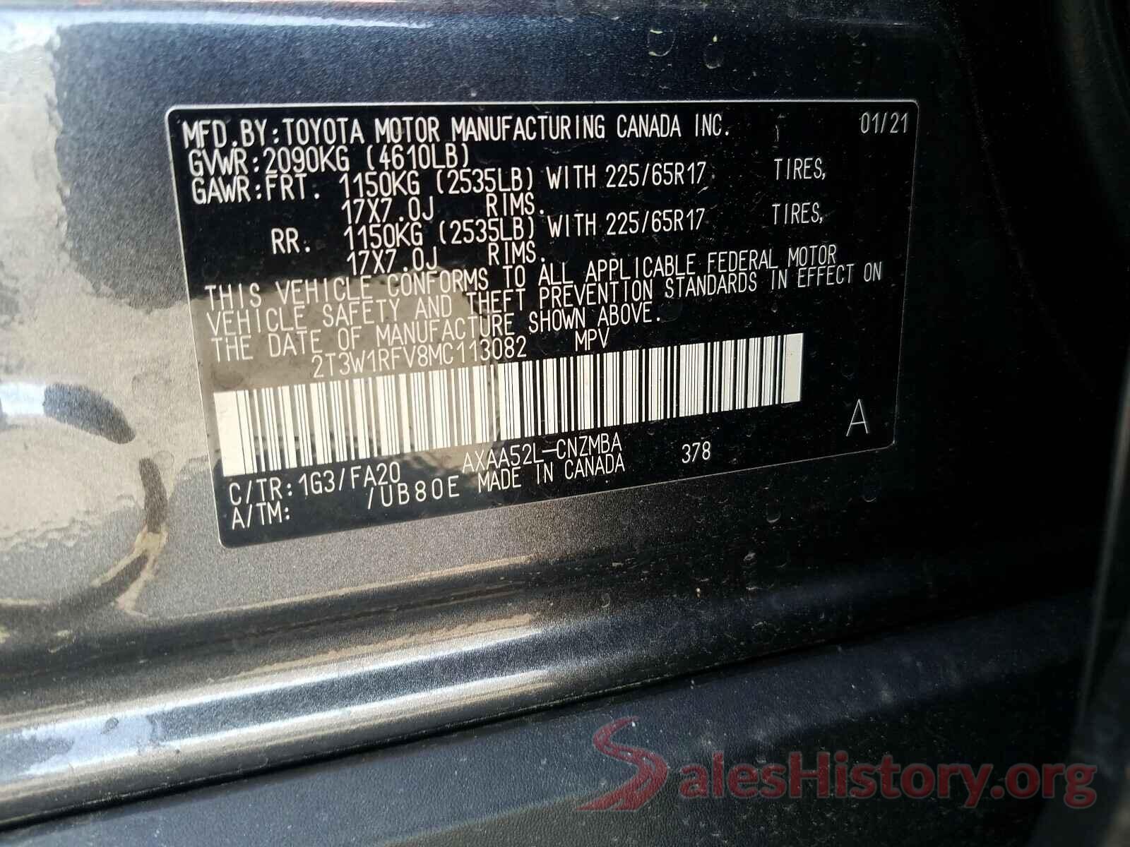 2T3W1RFV8MC113082 2021 TOYOTA RAV4