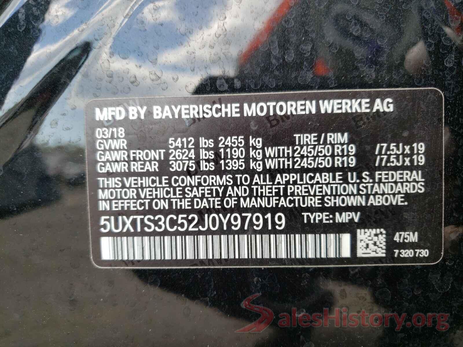 5UXTS3C52J0Y97919 2018 BMW X3