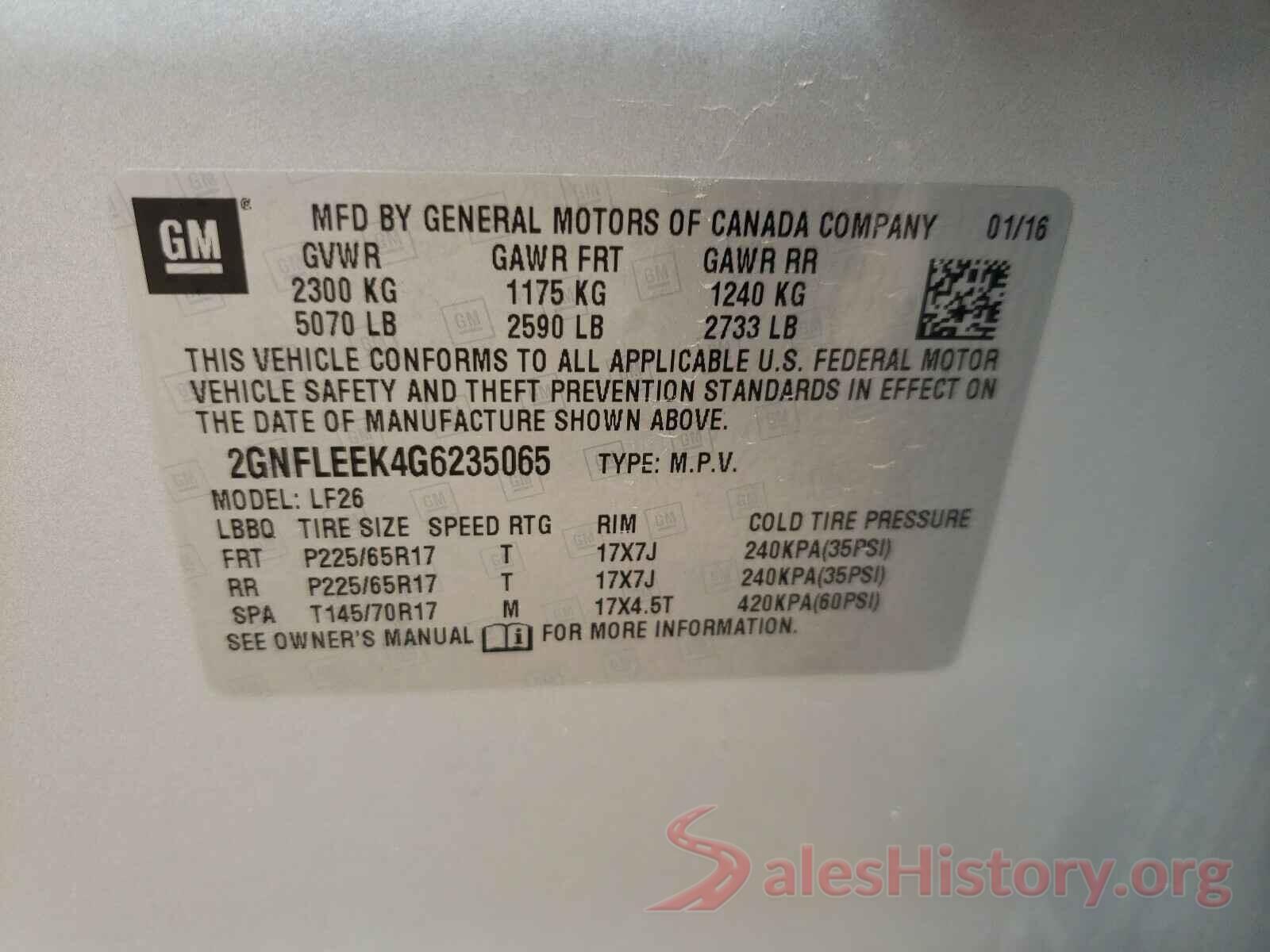 2GNFLEEK4G6235065 2016 CHEVROLET EQUINOX