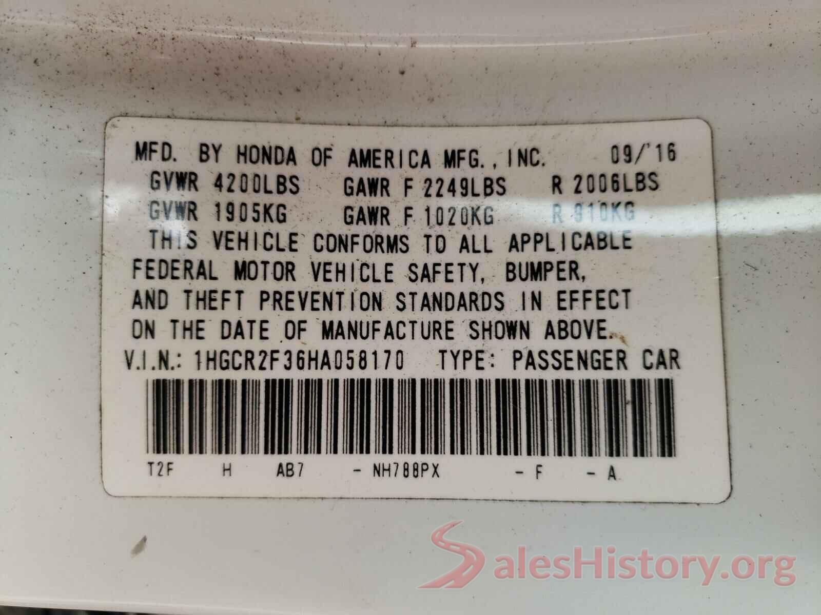 1HGCR2F36HA058170 2017 HONDA ACCORD