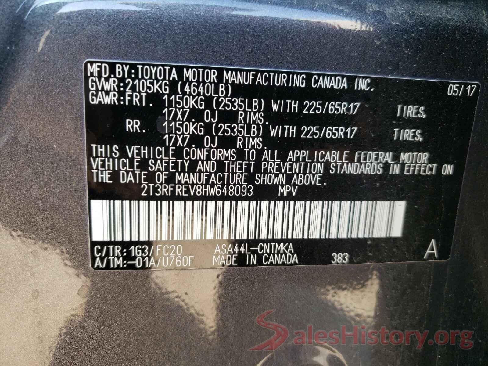 2T3RFREV8HW648093 2017 TOYOTA RAV4