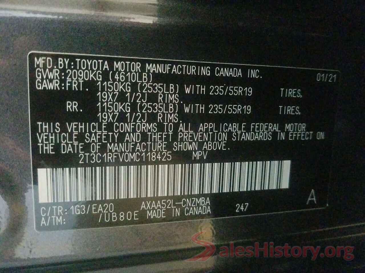 2T3C1RFV0MC118425 2021 TOYOTA RAV4