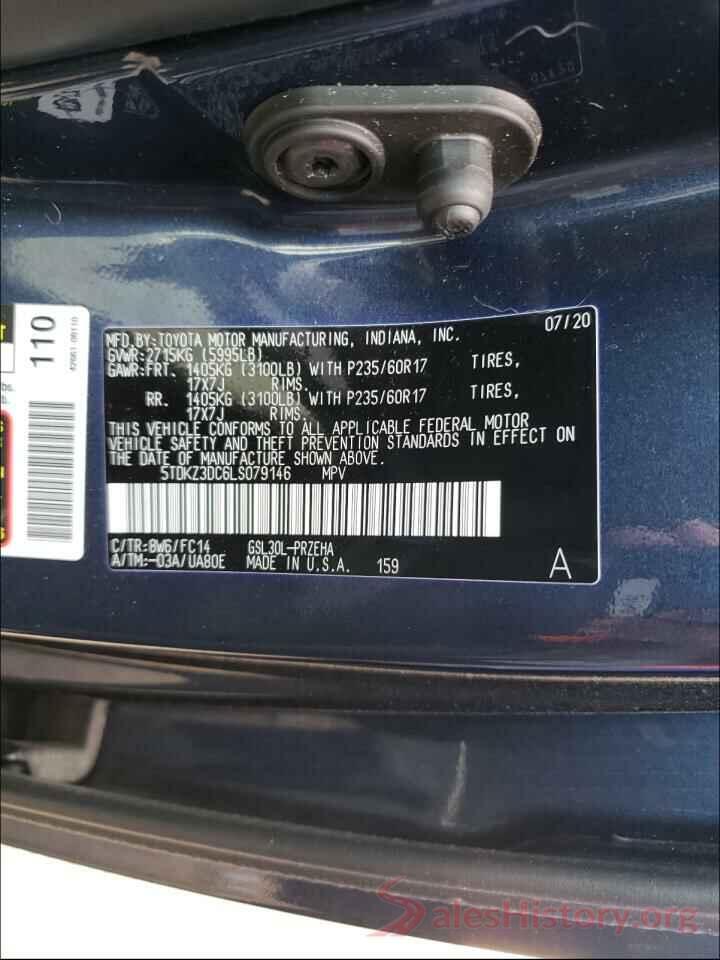 5TDKZ3DC6LS079146 2020 TOYOTA SIENNA