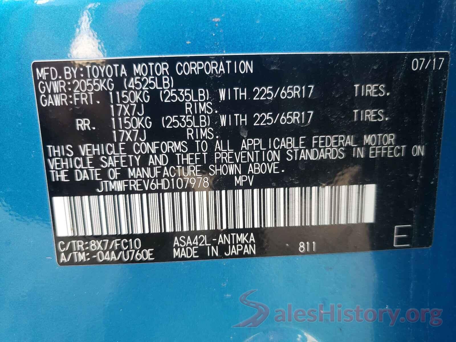 JTMWFREV6HD107978 2017 TOYOTA RAV4