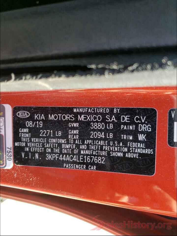 3KPF44AC4LE167682 2020 KIA FORTE