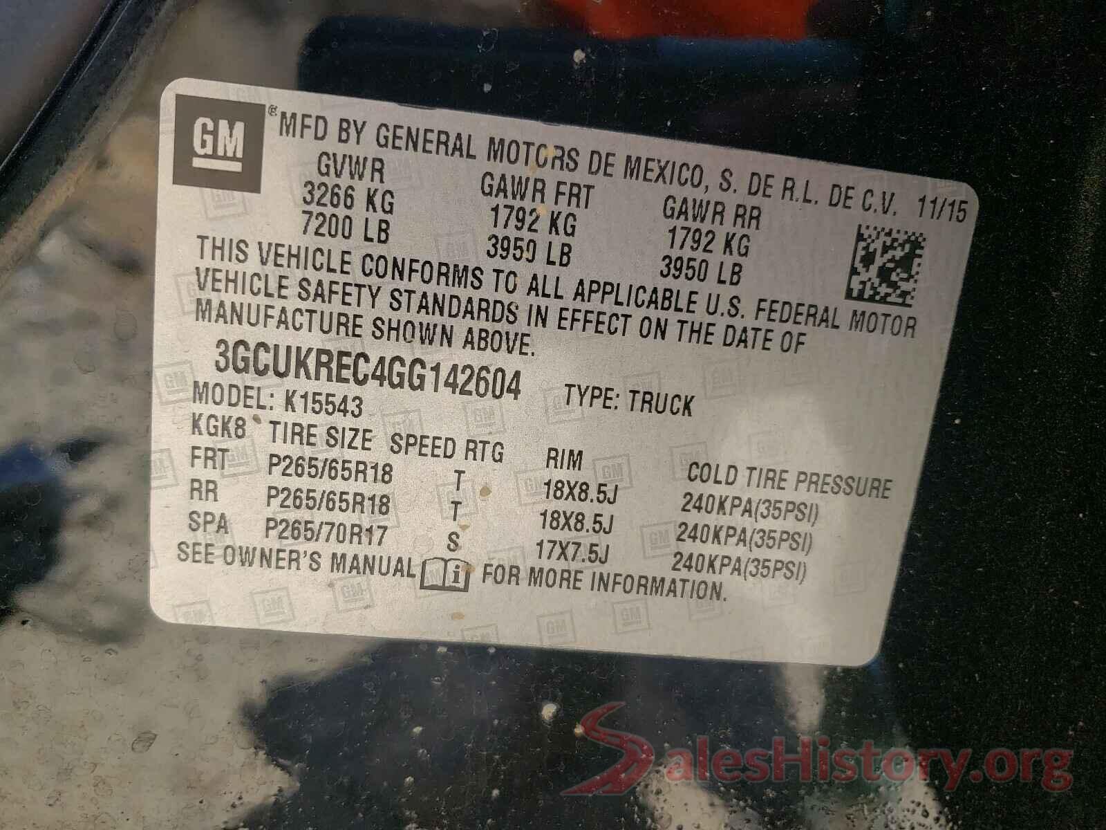 3GCUKREC4GG142604 2016 CHEVROLET SILVERADO