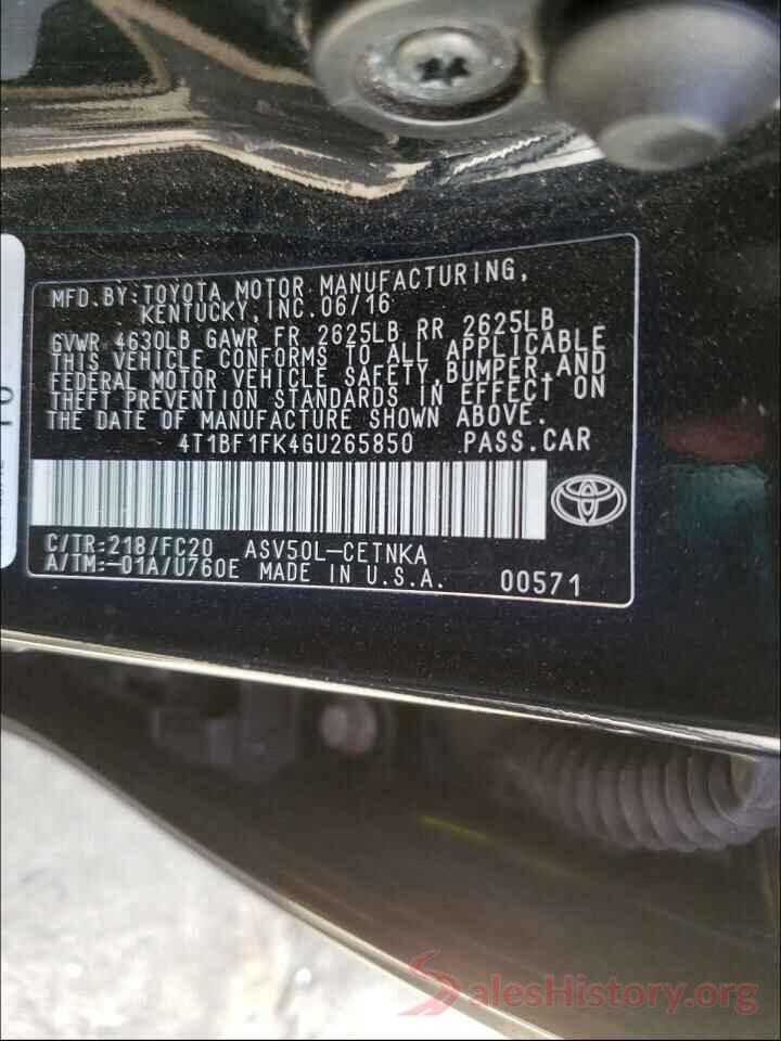 4T1BF1FK4GU265850 2016 TOYOTA CAMRY