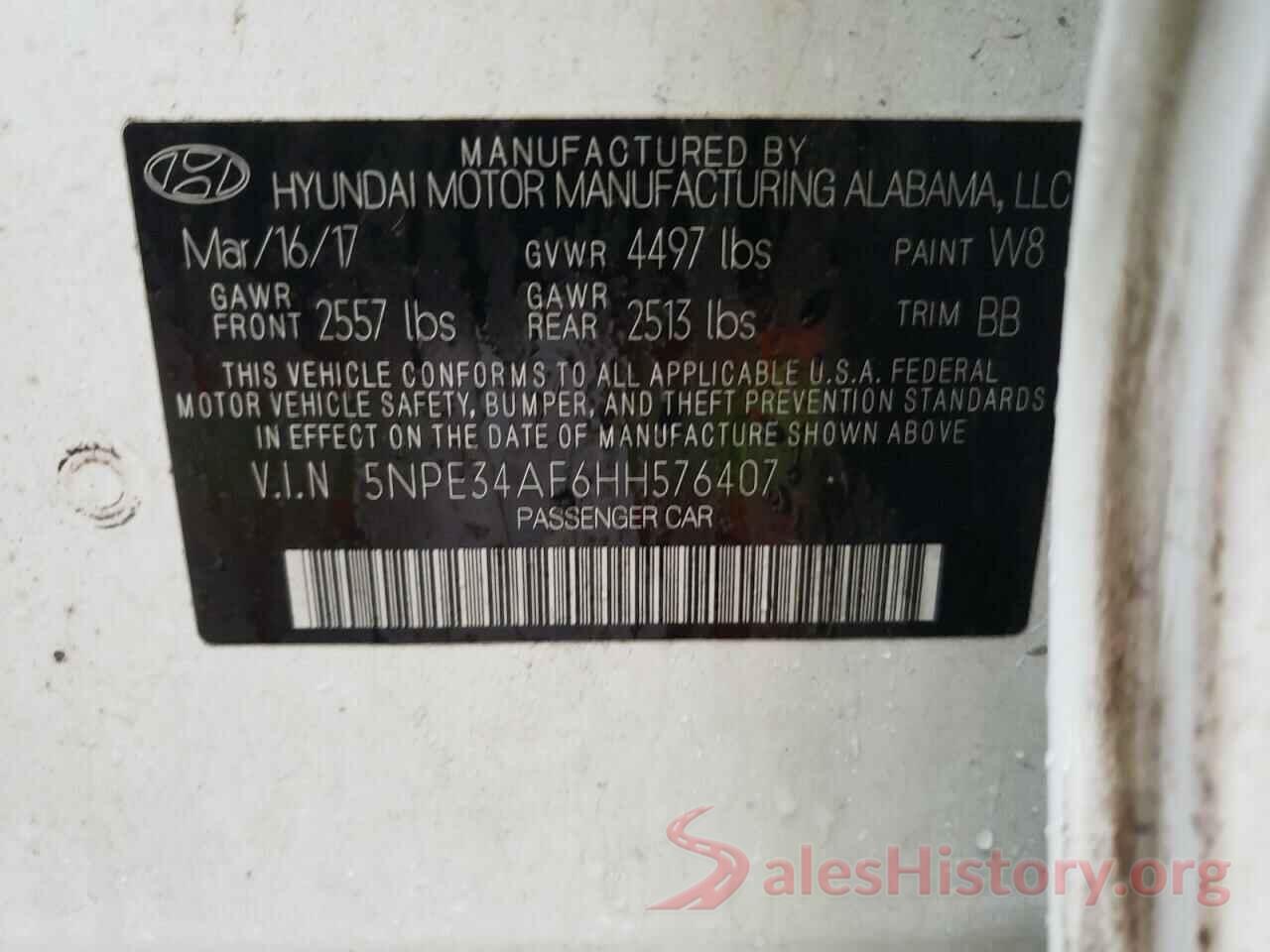 5NPE34AF6HH576407 2017 HYUNDAI SONATA