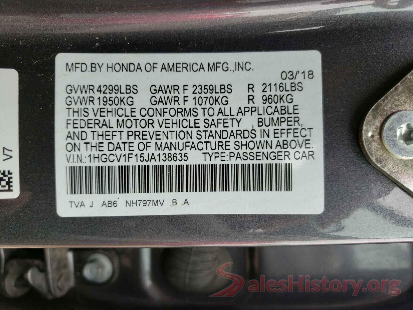 1HGCV1F15JA138635 2018 HONDA ACCORD