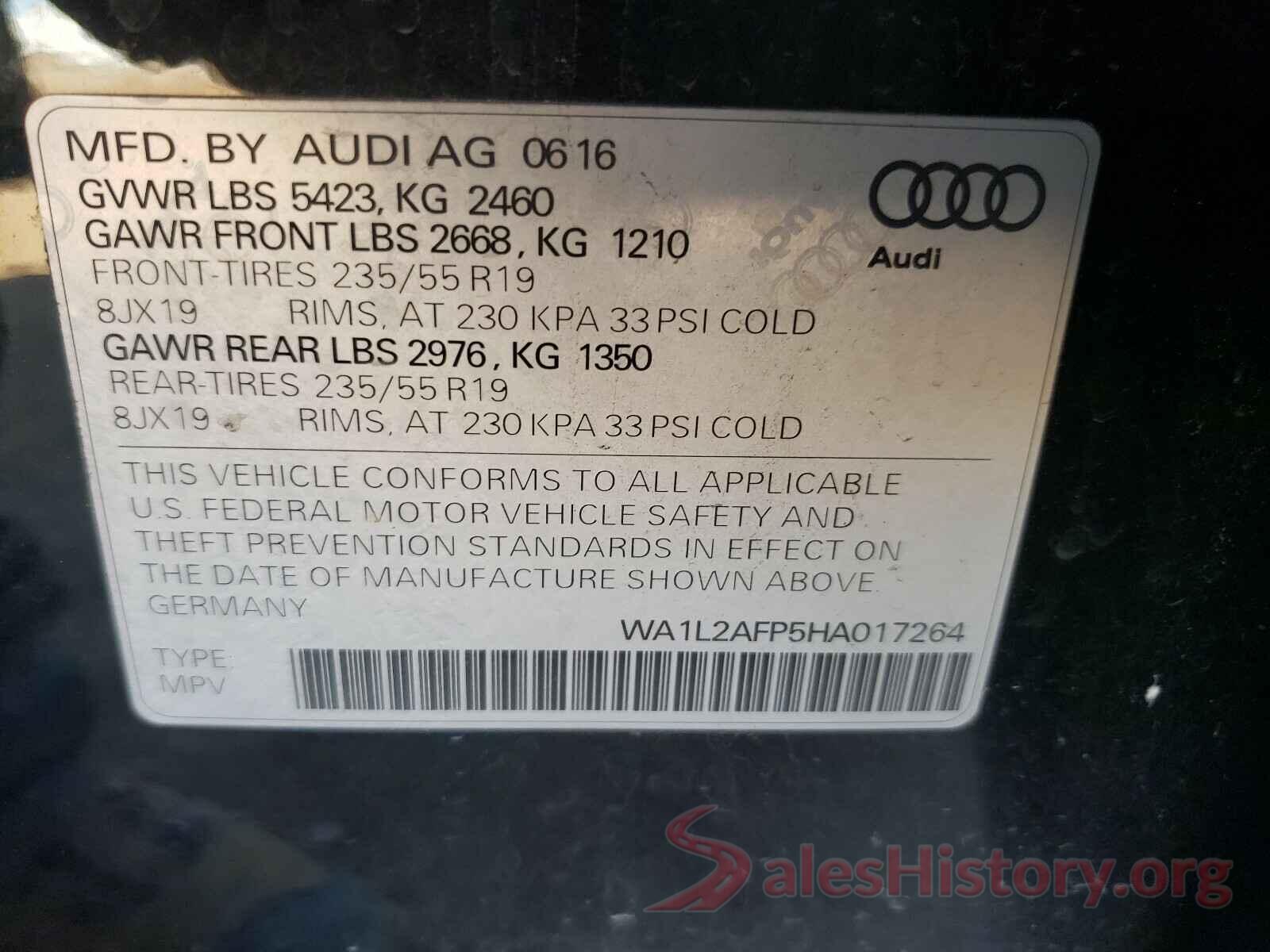 WA1L2AFP5HA017264 2017 AUDI Q5