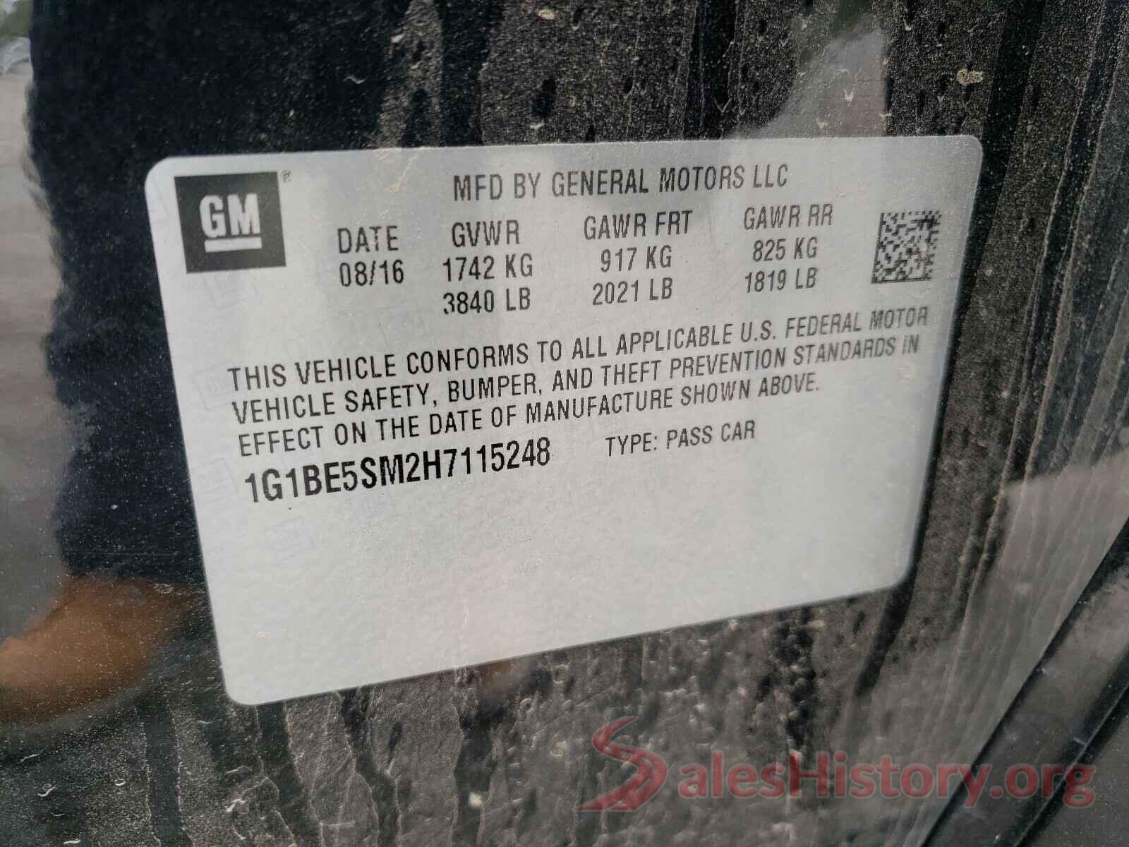 1G1BE5SM2H7115248 2017 CHEVROLET CRUZE