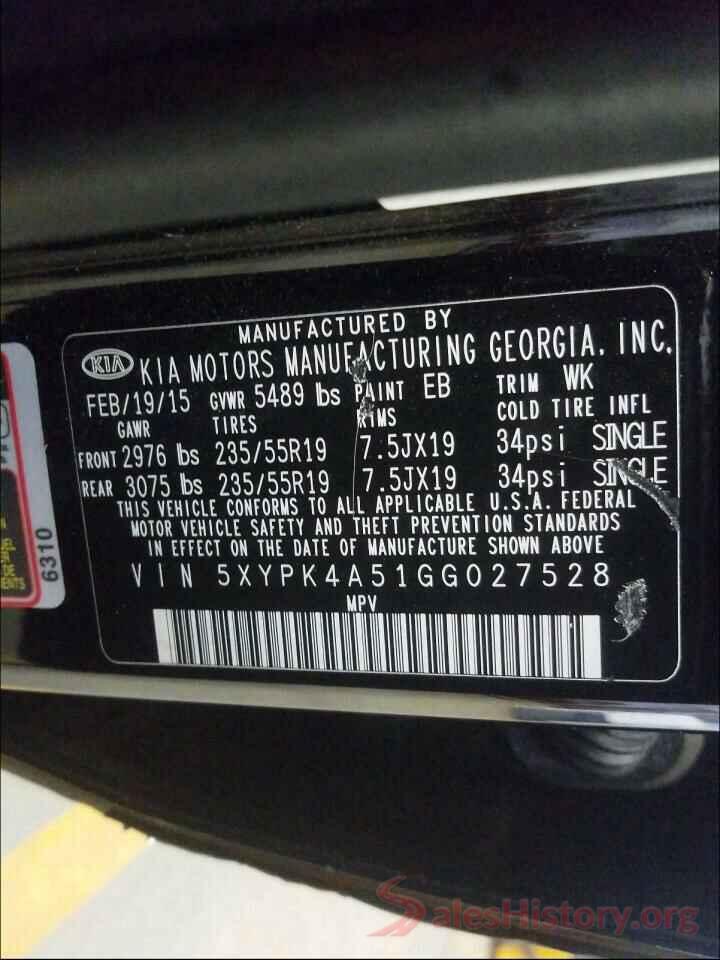 5XYPK4A51GG027528 2016 KIA SORENTO