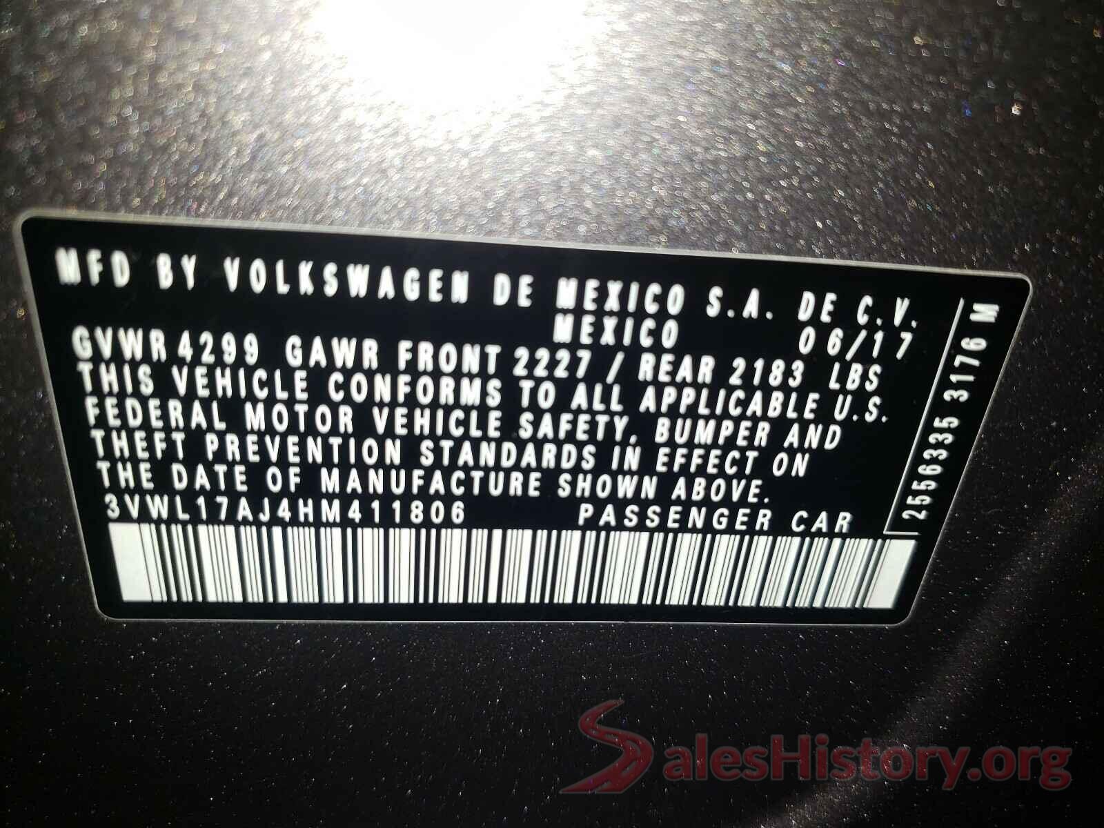 3VWL17AJ4HM411806 2017 VOLKSWAGEN JETTA