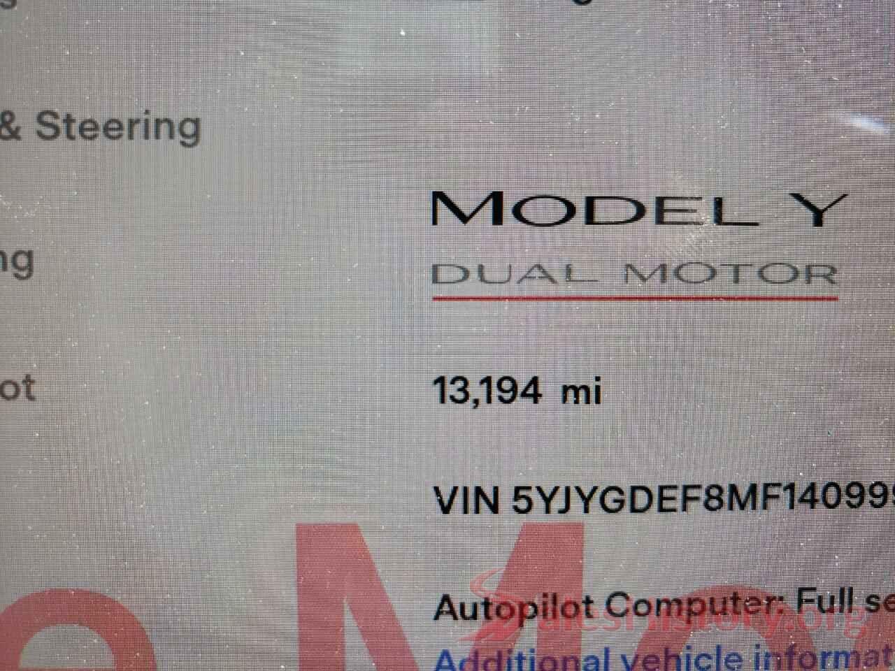 5YJYGDEF8MF140999 2021 TESLA MODEL Y