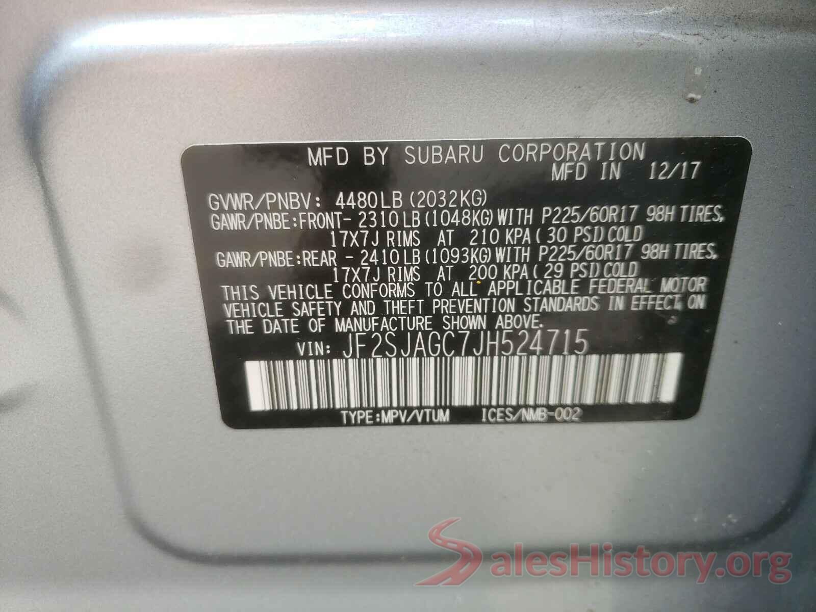 JF2SJAGC7JH524715 2018 SUBARU FORESTER