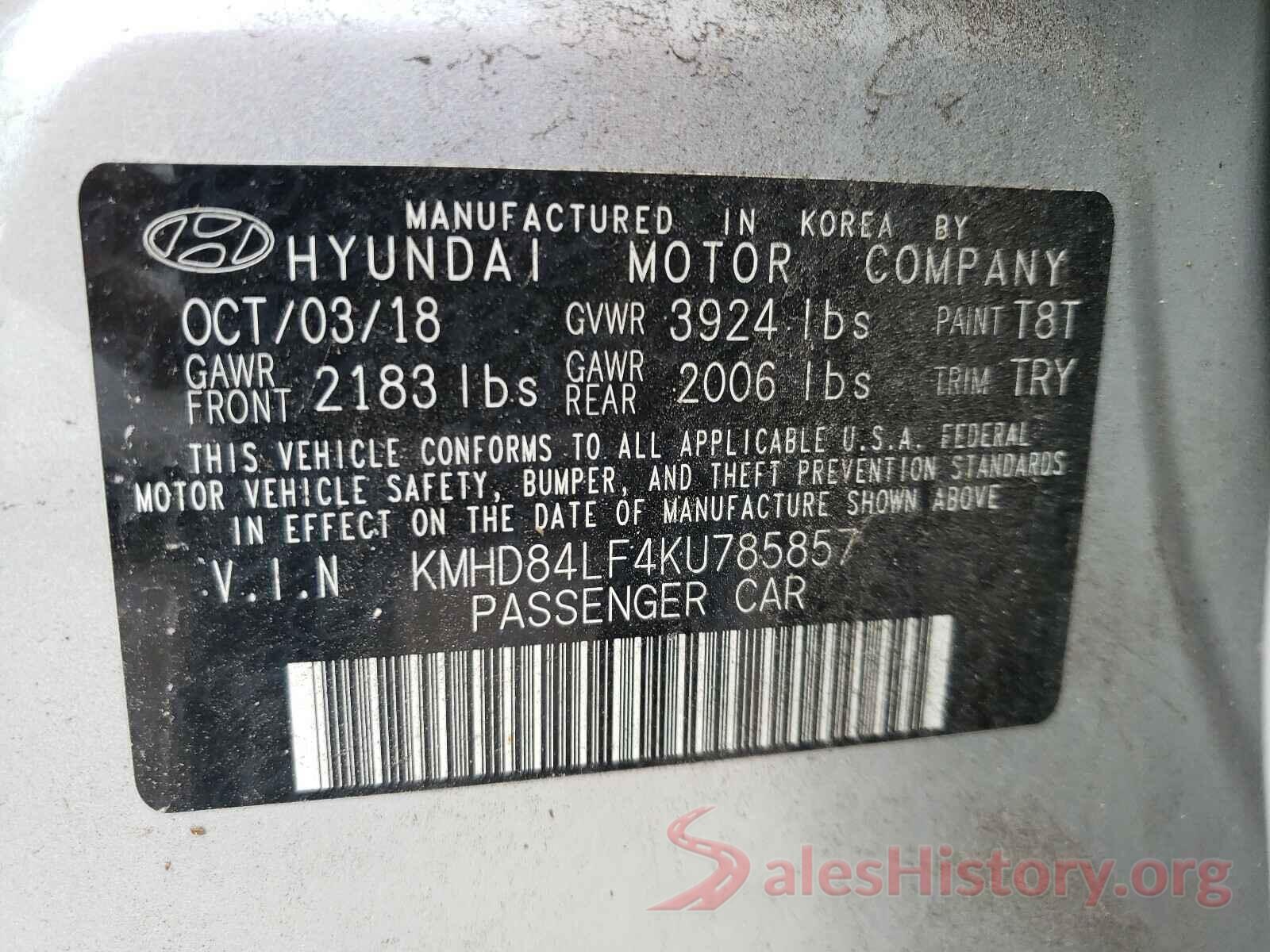 KMHD84LF4KU785857 2019 HYUNDAI ELANTRA