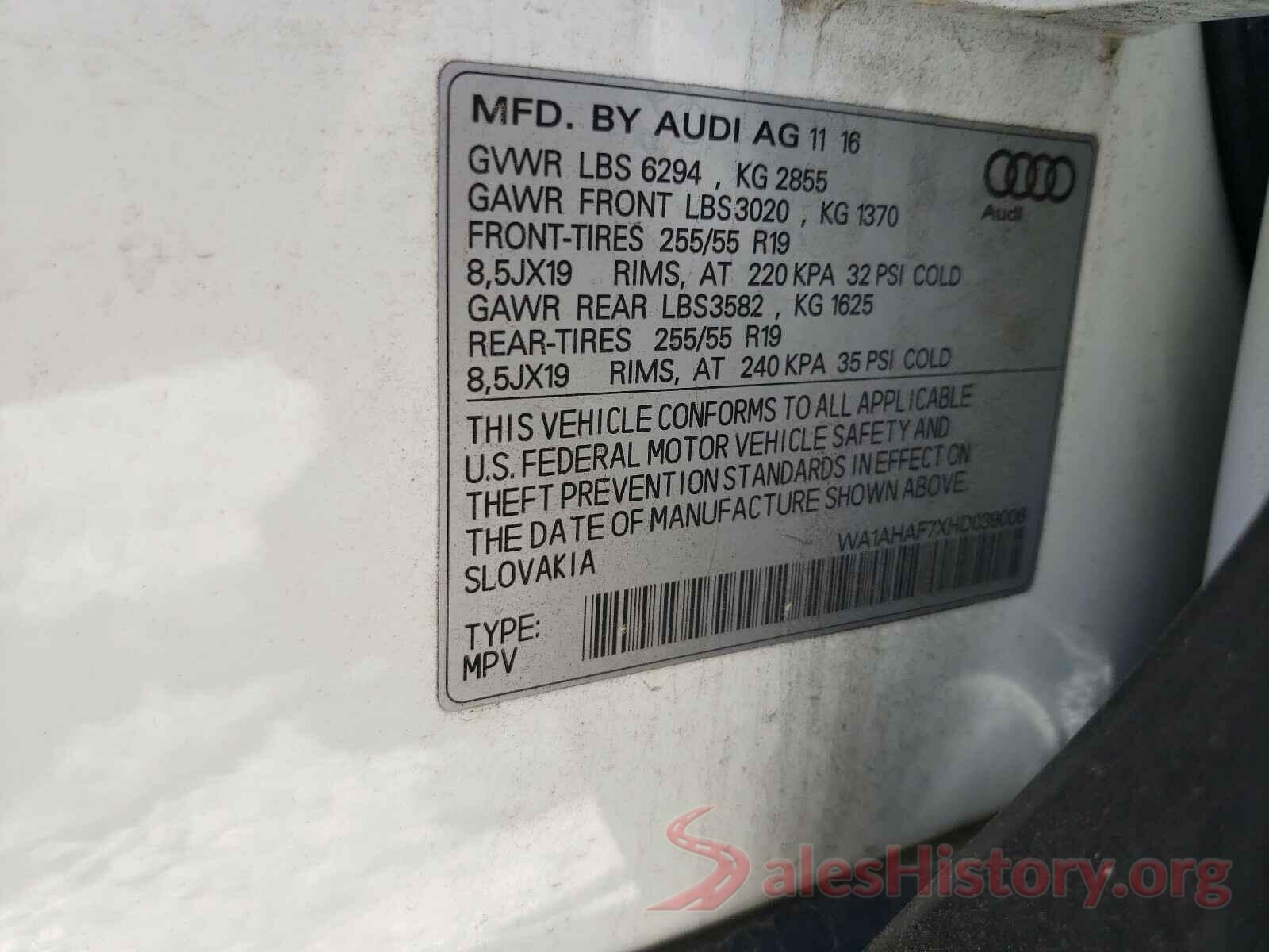 WA1AHAF7XHD039006 2017 AUDI Q7