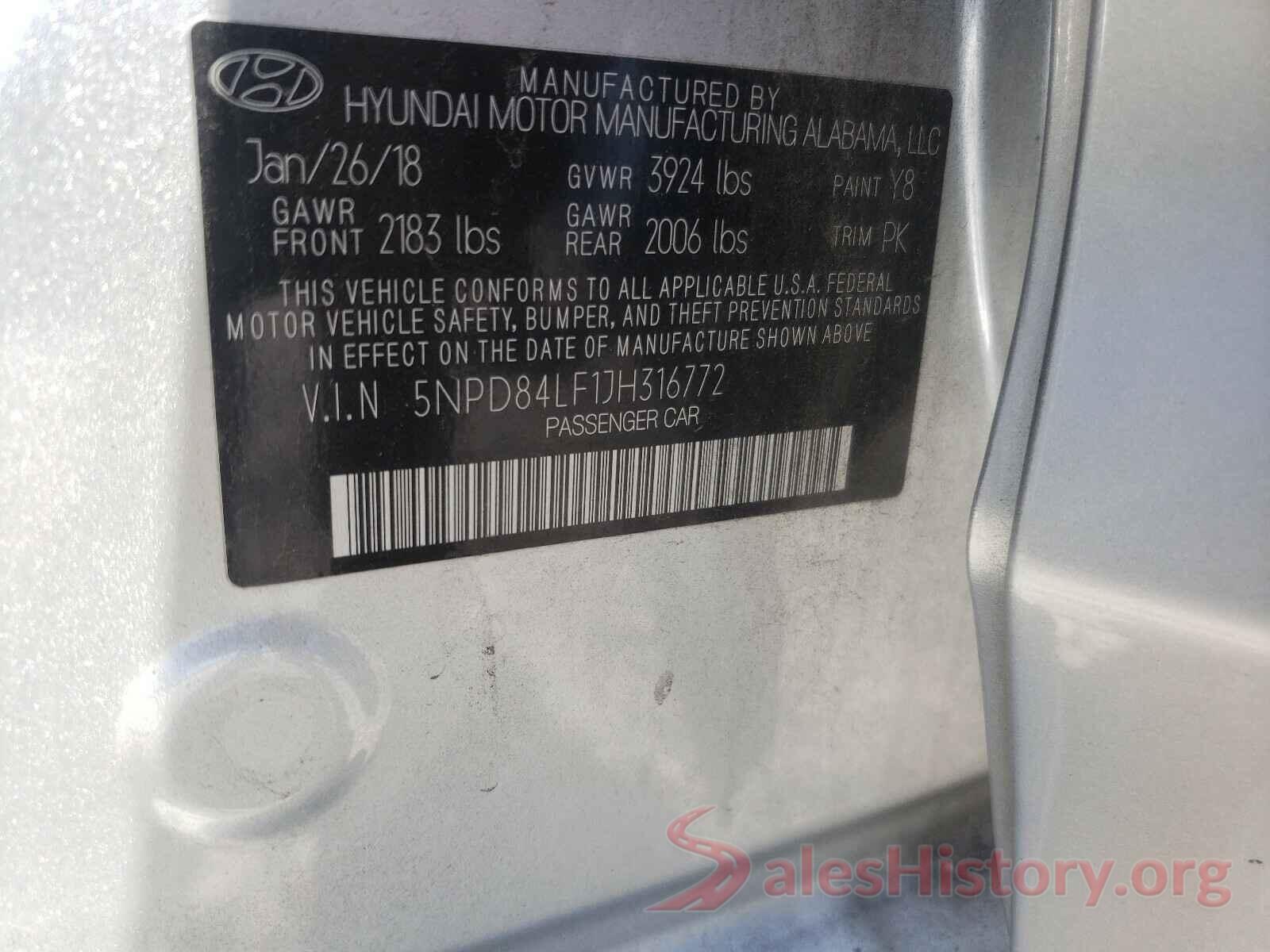 5NPD84LF1JH316772 2018 HYUNDAI ELANTRA