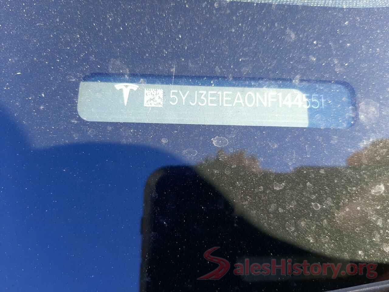 5YJ3E1EA0NF144551 2022 TESLA MODEL 3