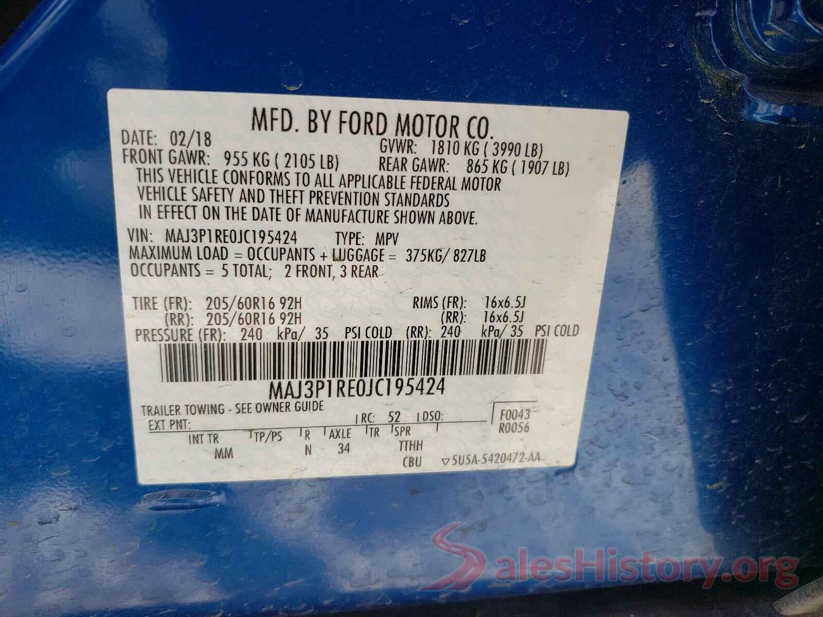 MAJ3P1RE0JC195424 2018 FORD ALL OTHER