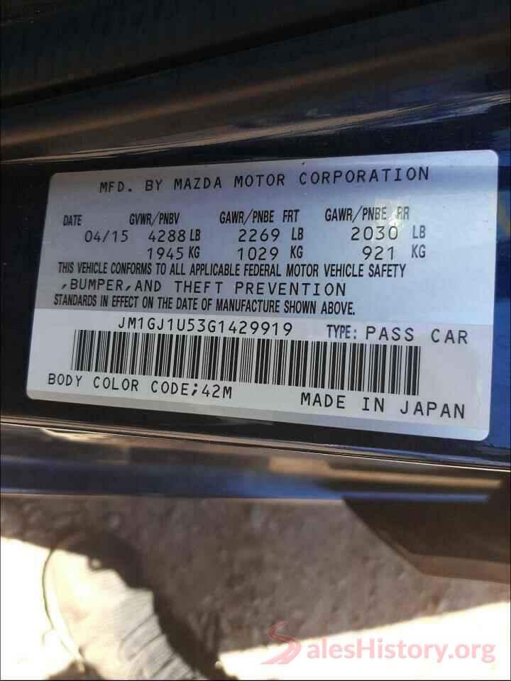 JM1GJ1U53G1429919 2016 MAZDA 6