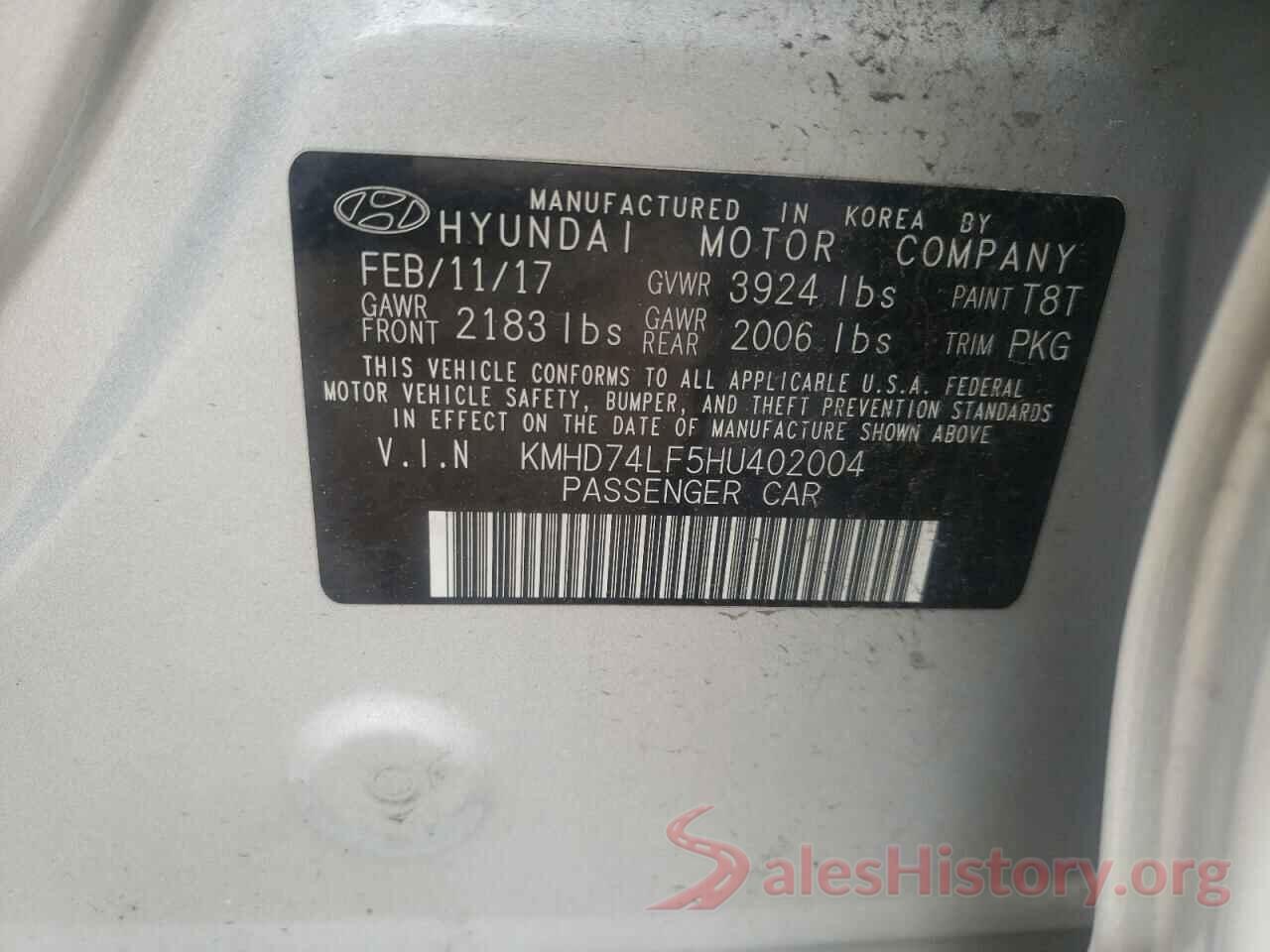 KMHD74LF5HU402004 2017 HYUNDAI ELANTRA