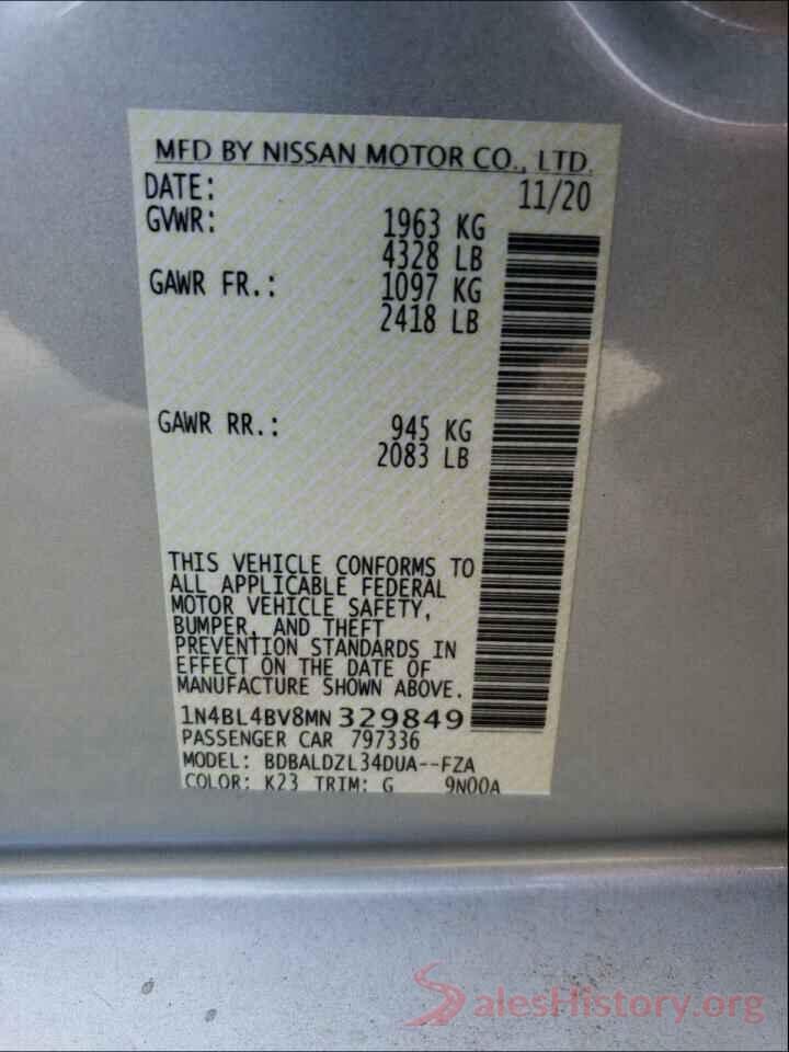 1N4BL4BV8MN329849 2021 NISSAN ALTIMA