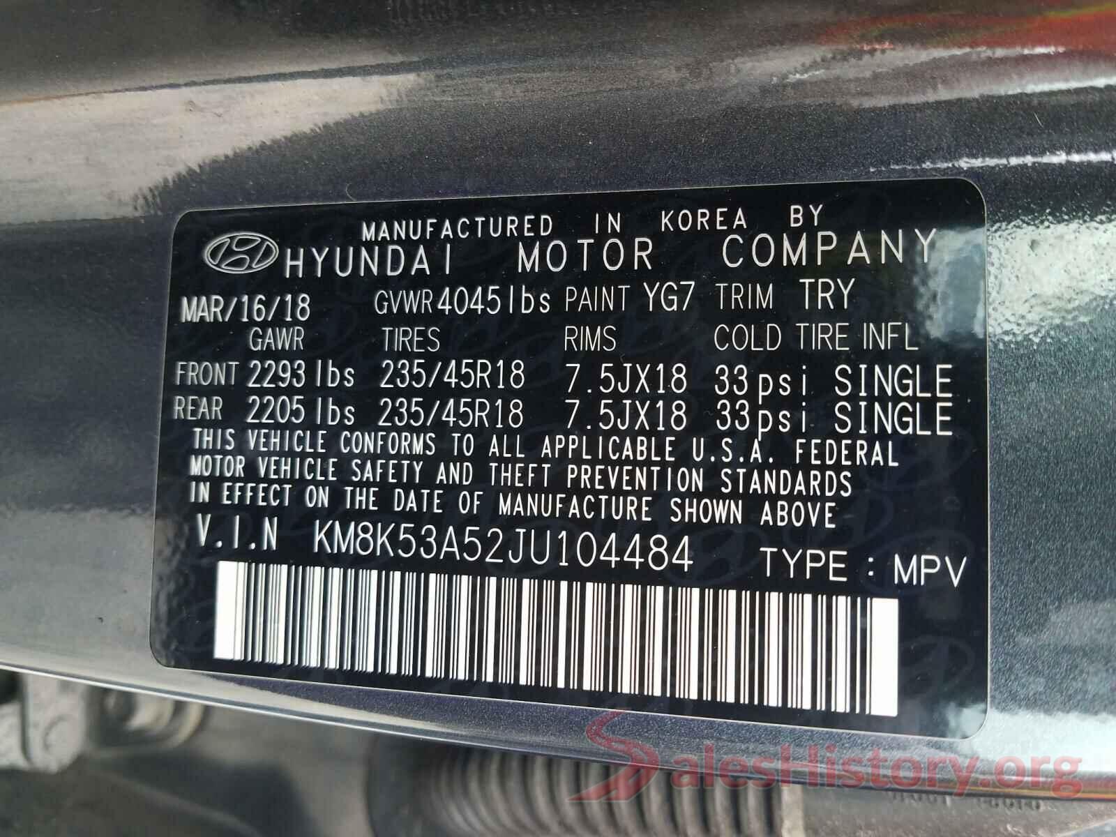 KM8K53A52JU104484 2018 HYUNDAI KONA