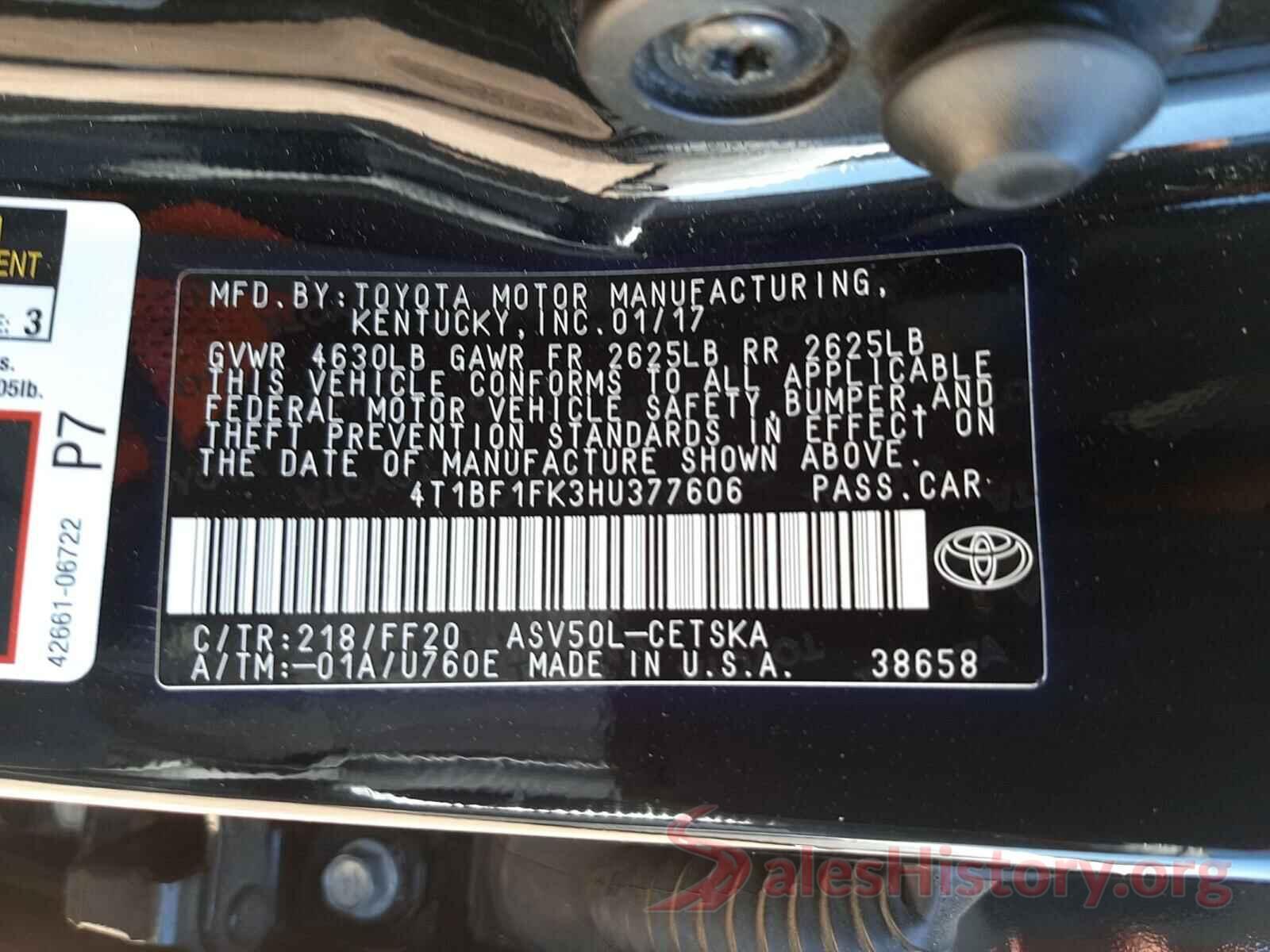 4T1BF1FK3HU377606 2017 TOYOTA CAMRY