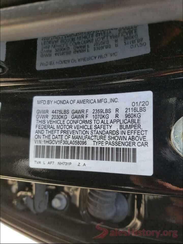 1HGCV1F30LA058096 2020 HONDA ACCORD