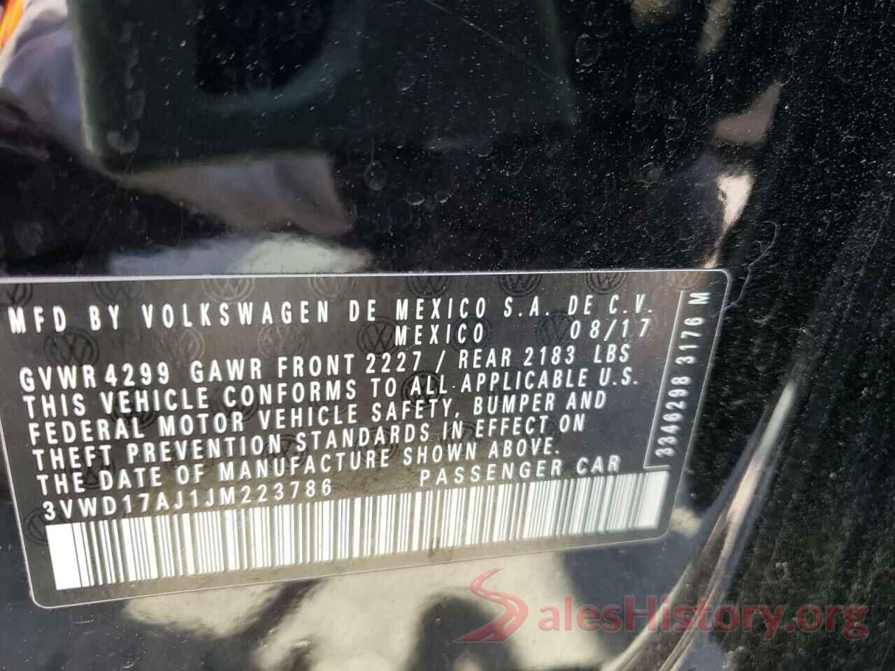 3VWD17AJ1JM223786 2018 VOLKSWAGEN JETTA