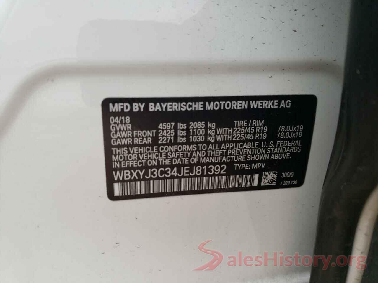 WBXYJ3C34JEJ81392 2018 BMW X2