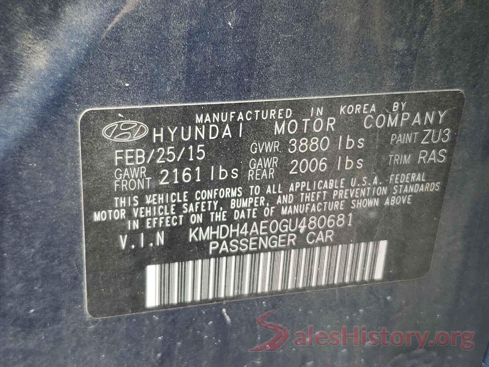 KMHDH4AE0GU480681 2016 HYUNDAI ELANTRA