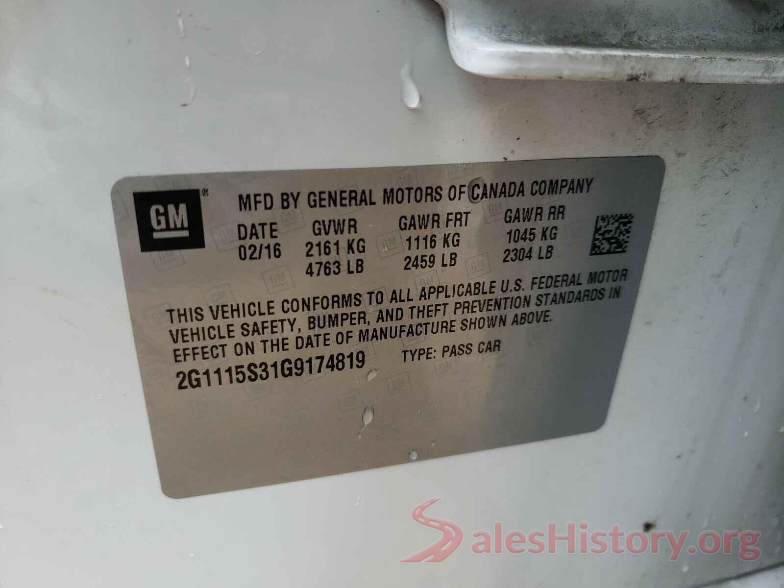 2G1115S31G9174819 2016 CHEVROLET IMPALA