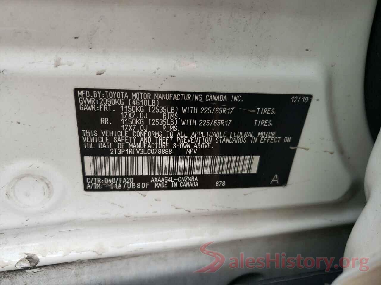 2T3P1RFV3LC078888 2020 TOYOTA RAV4