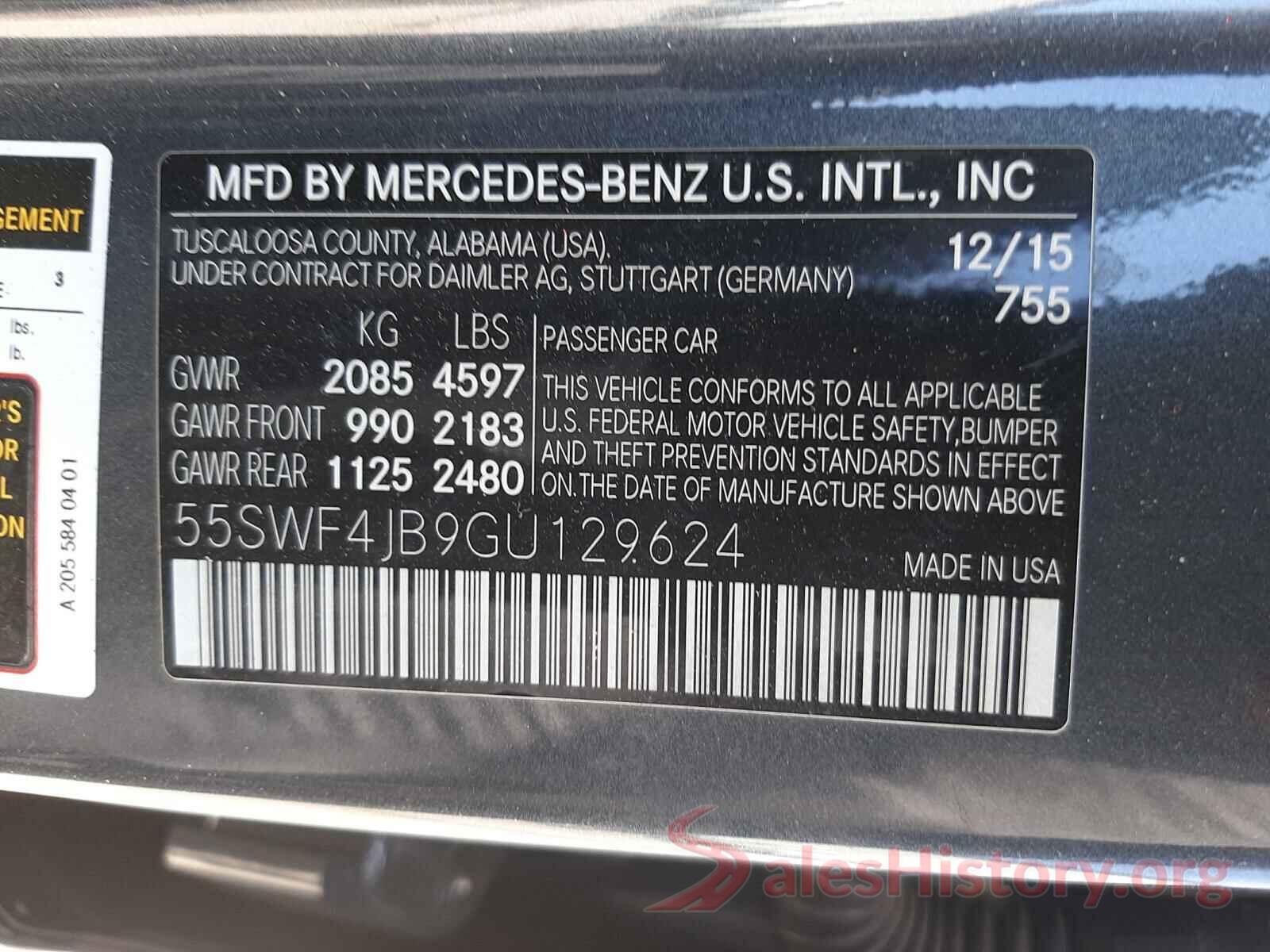 55SWF4JB9GU129624 2016 MERCEDES-BENZ C CLASS