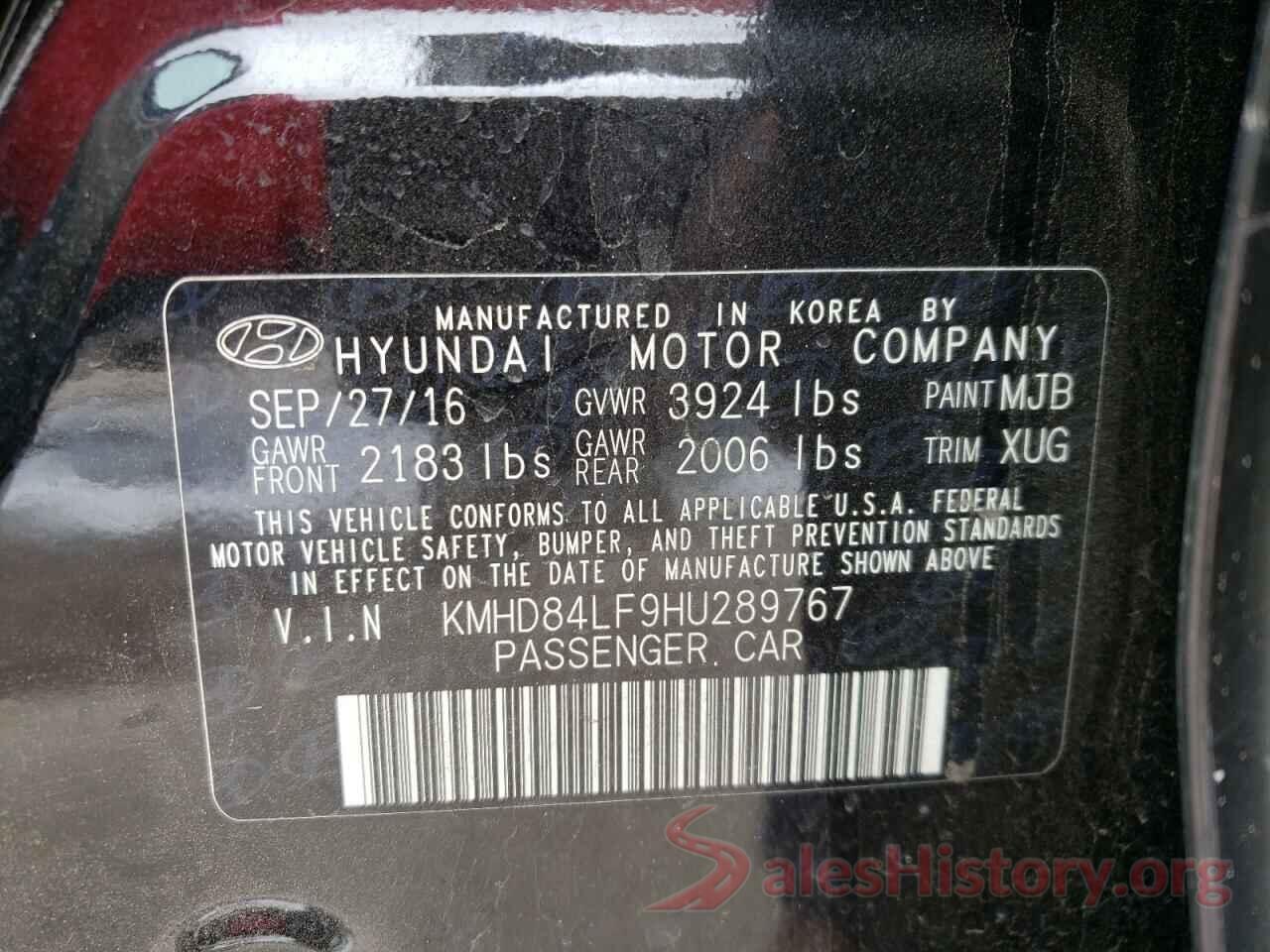 KMHD84LF9HU289767 2017 HYUNDAI ELANTRA