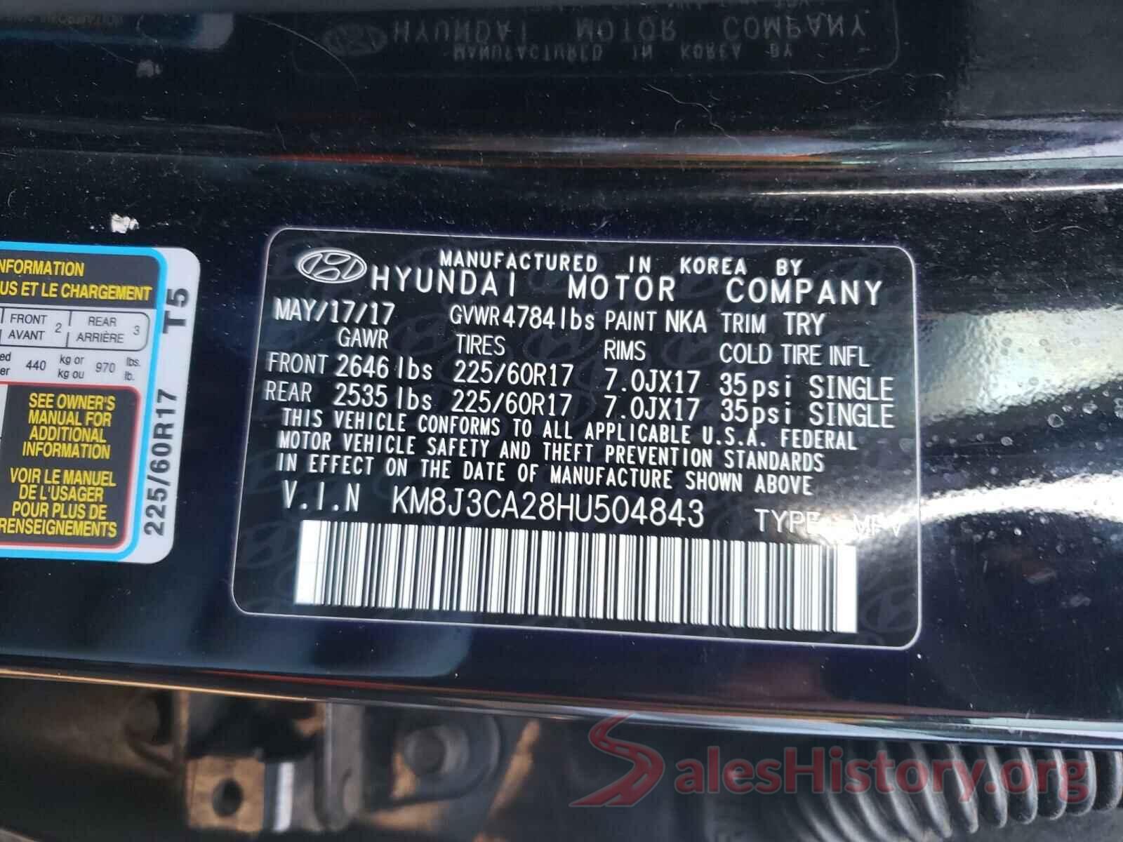 KM8J3CA28HU504843 2017 HYUNDAI TUCSON