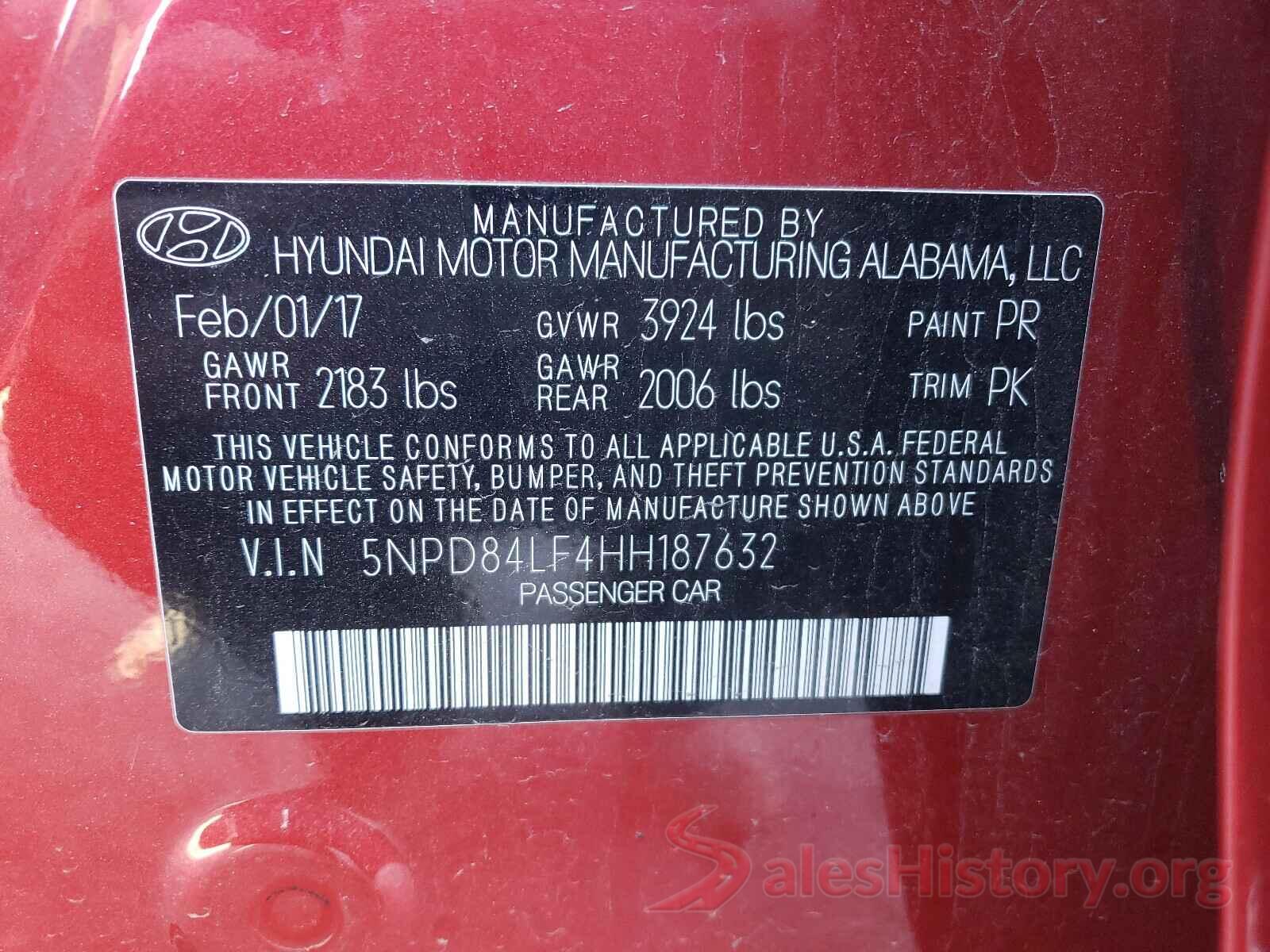 5NPD84LF4HH187632 2017 HYUNDAI ELANTRA