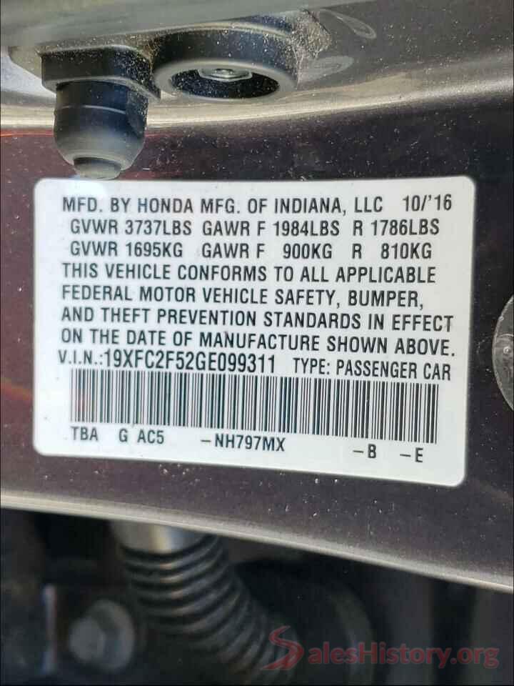 19XFC2F52GE099311 2016 HONDA CIVIC