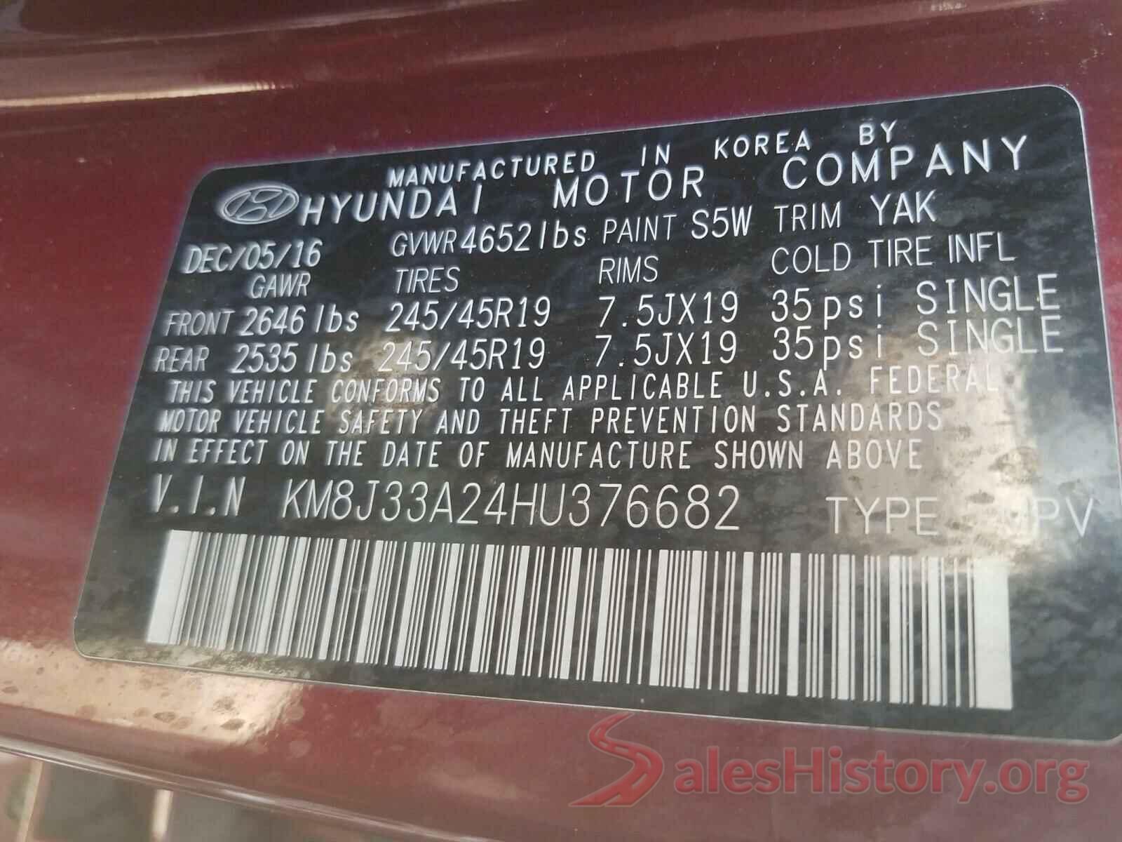 KM8J33A24HU376682 2017 HYUNDAI TUCSON