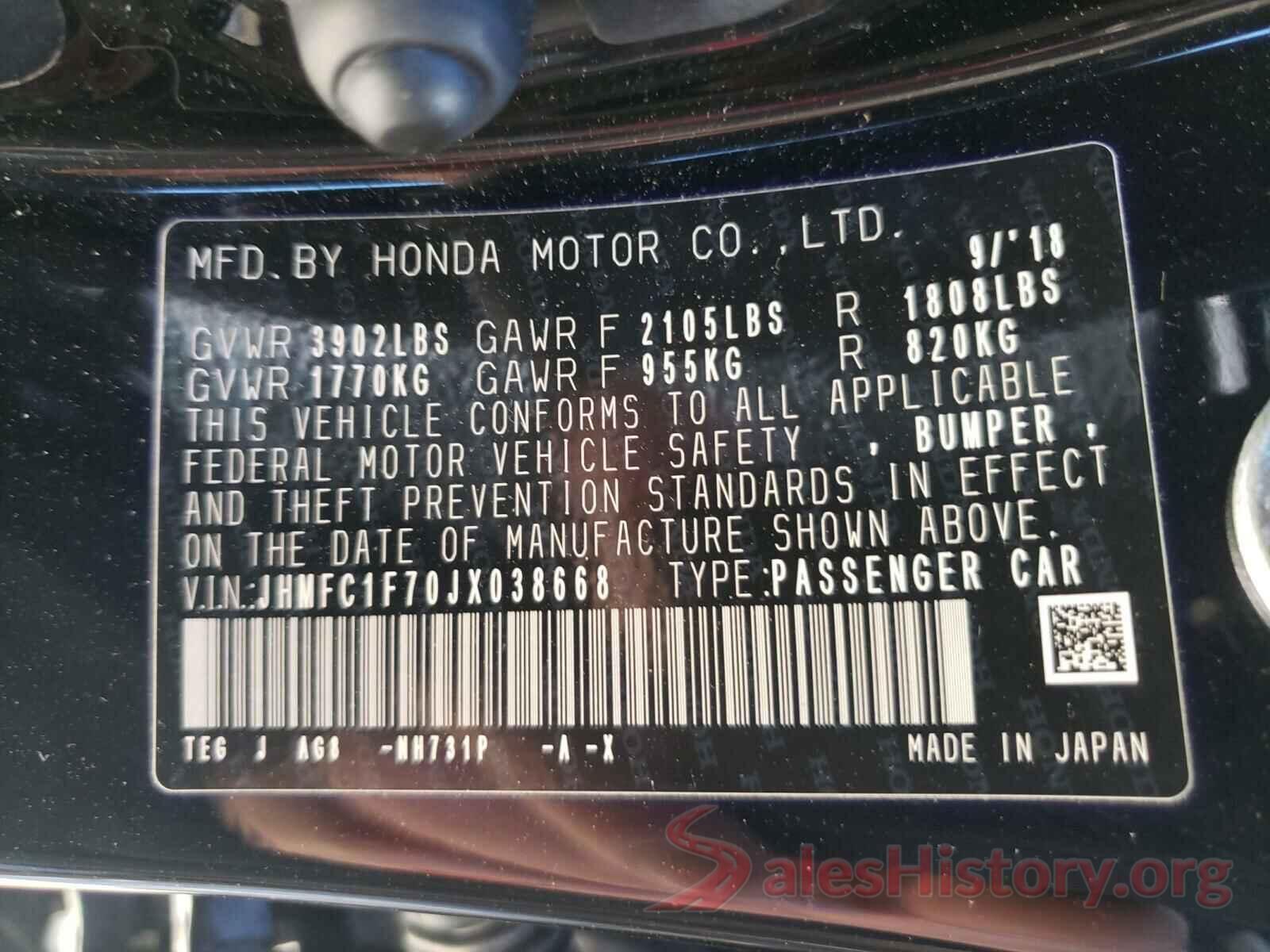 JHMFC1F70JX038668 2018 HONDA CIVIC