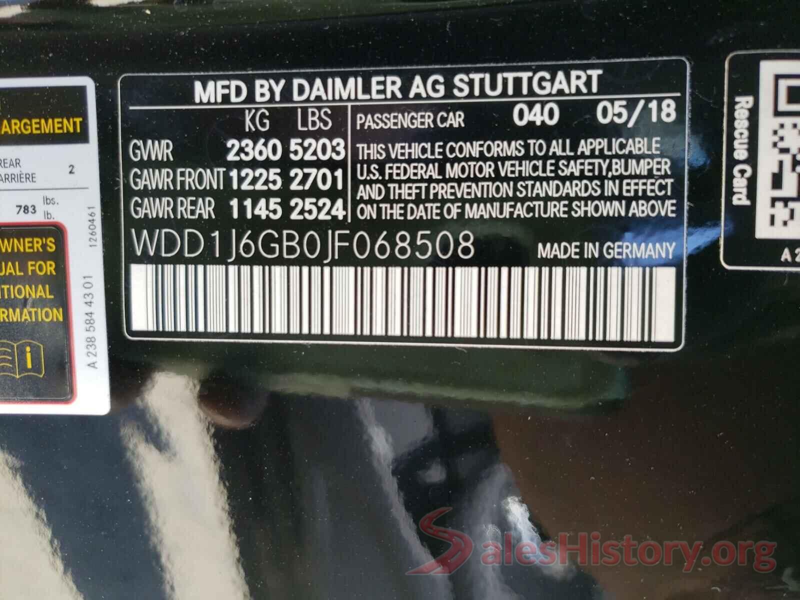 WDD1J6GB0JF068508 2018 MERCEDES-BENZ E-CLASS