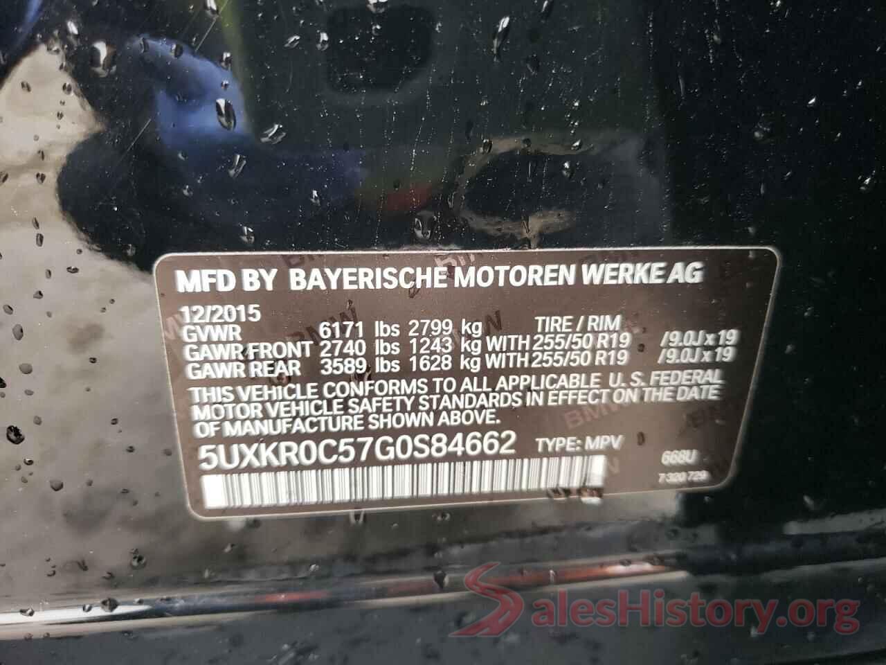 5UXKR0C57G0S84662 2016 BMW X5