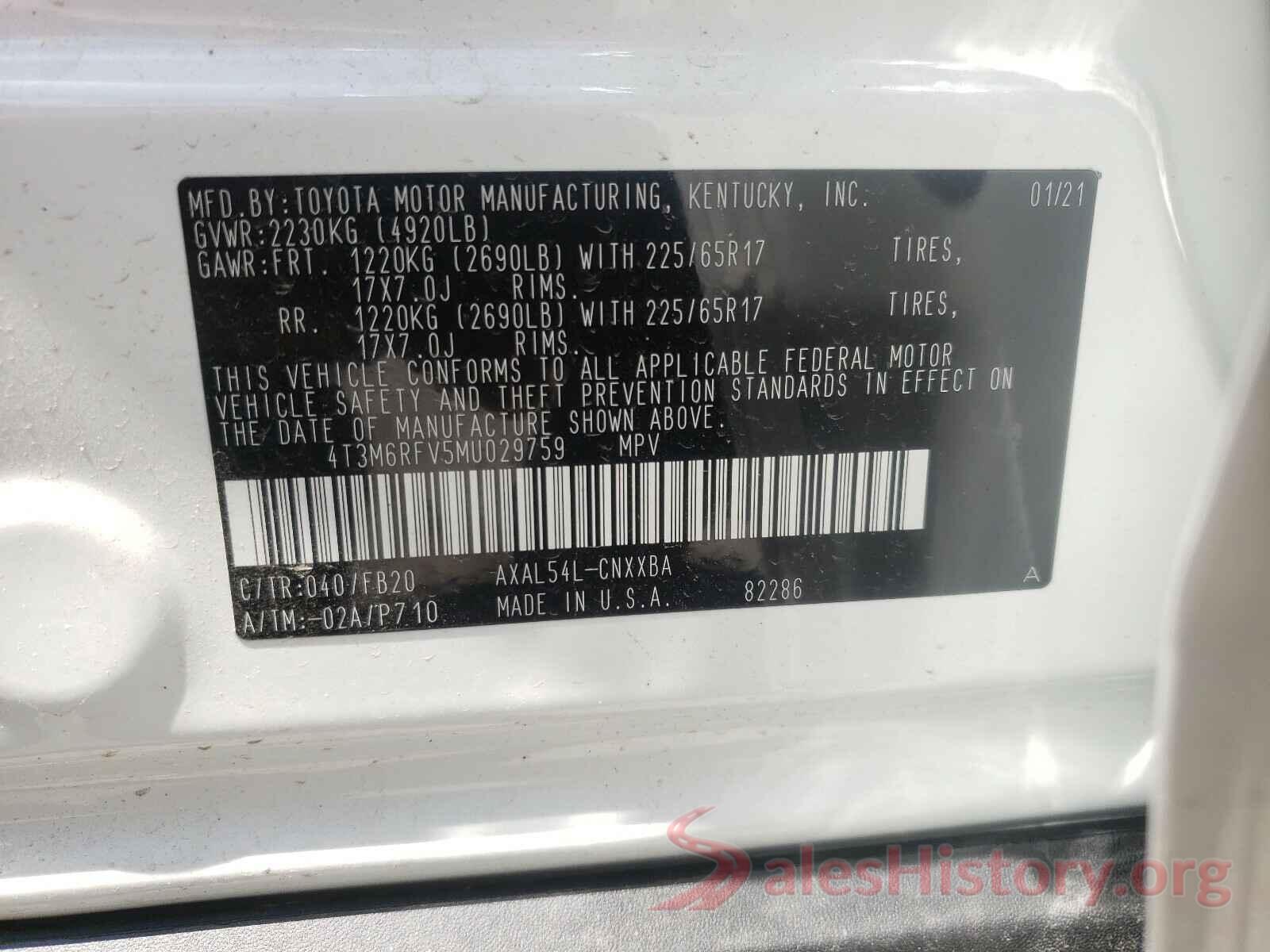 4T3M6RFV5MU029759 2021 TOYOTA RAV4