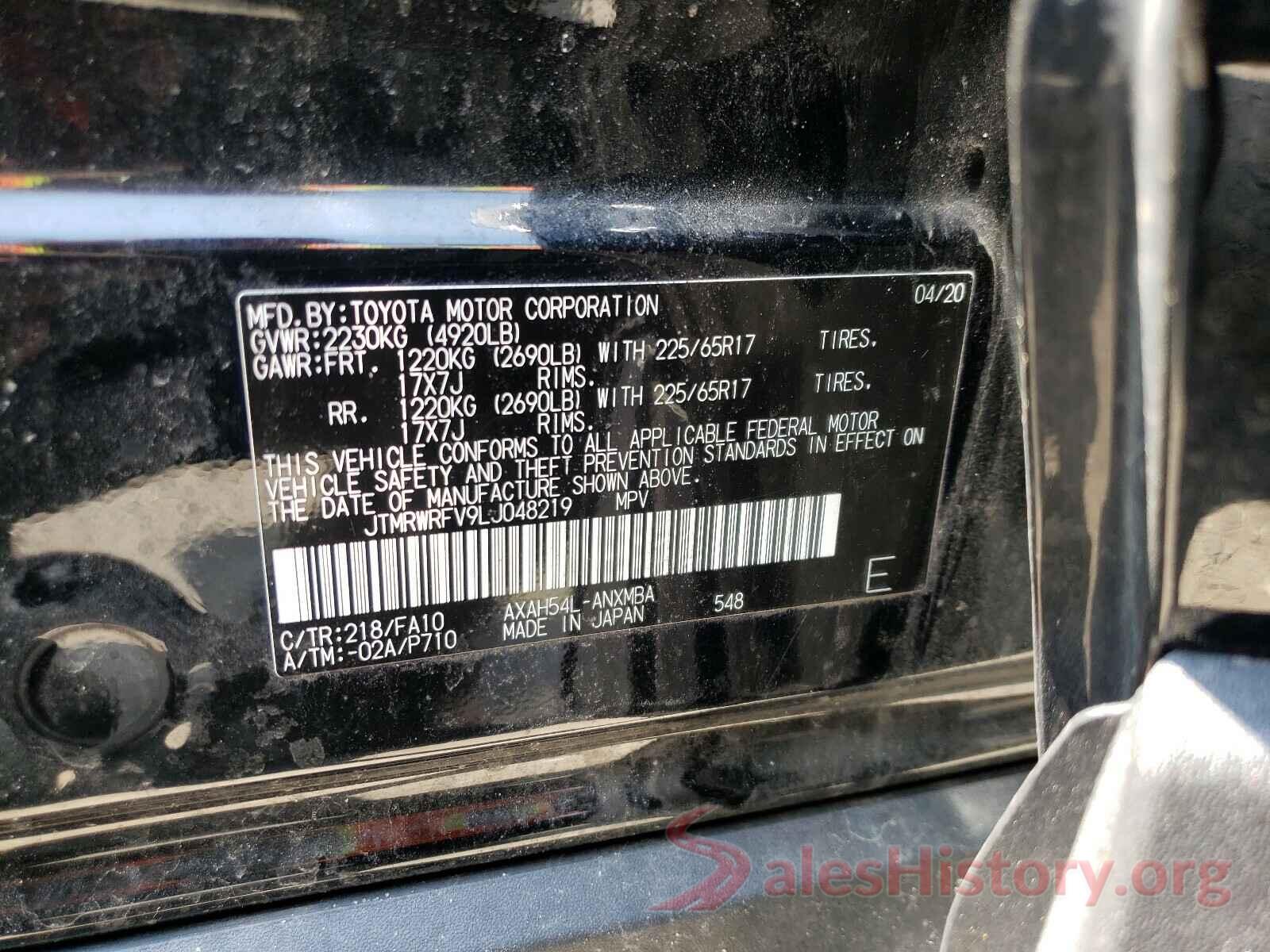 JTMRWRFV9LJ048219 2020 TOYOTA RAV4