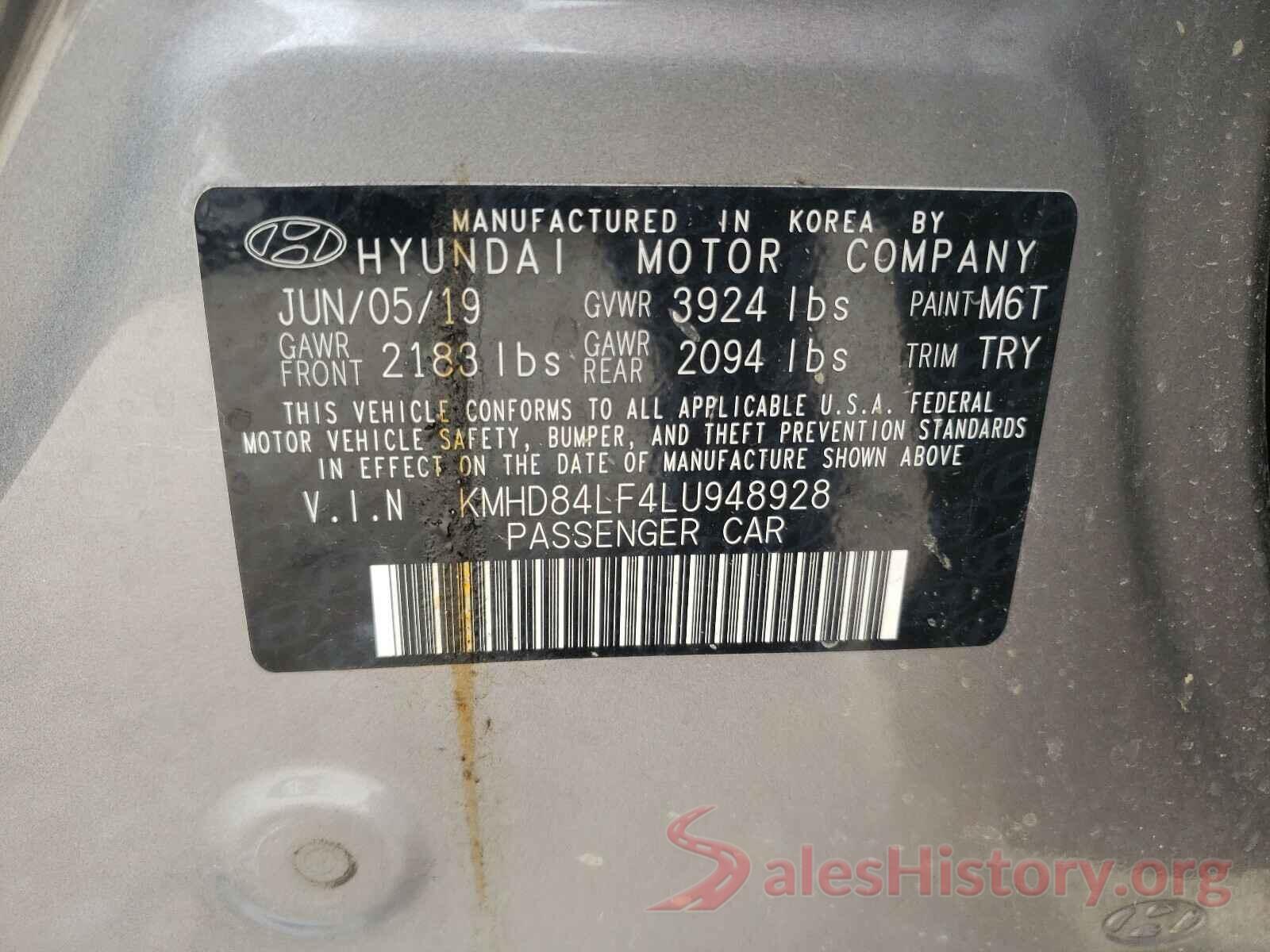 KMHD84LF4LU948928 2020 HYUNDAI ELANTRA